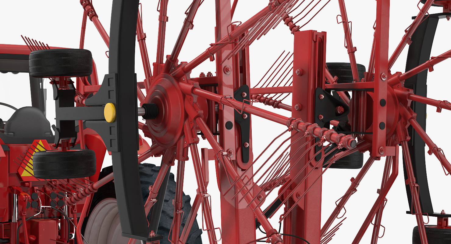 Tractor with Twin Rotary Rake Generic Parked 3D model