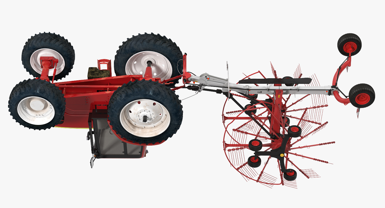 Tractor with Twin Rotary Rake Generic Parked 3D model