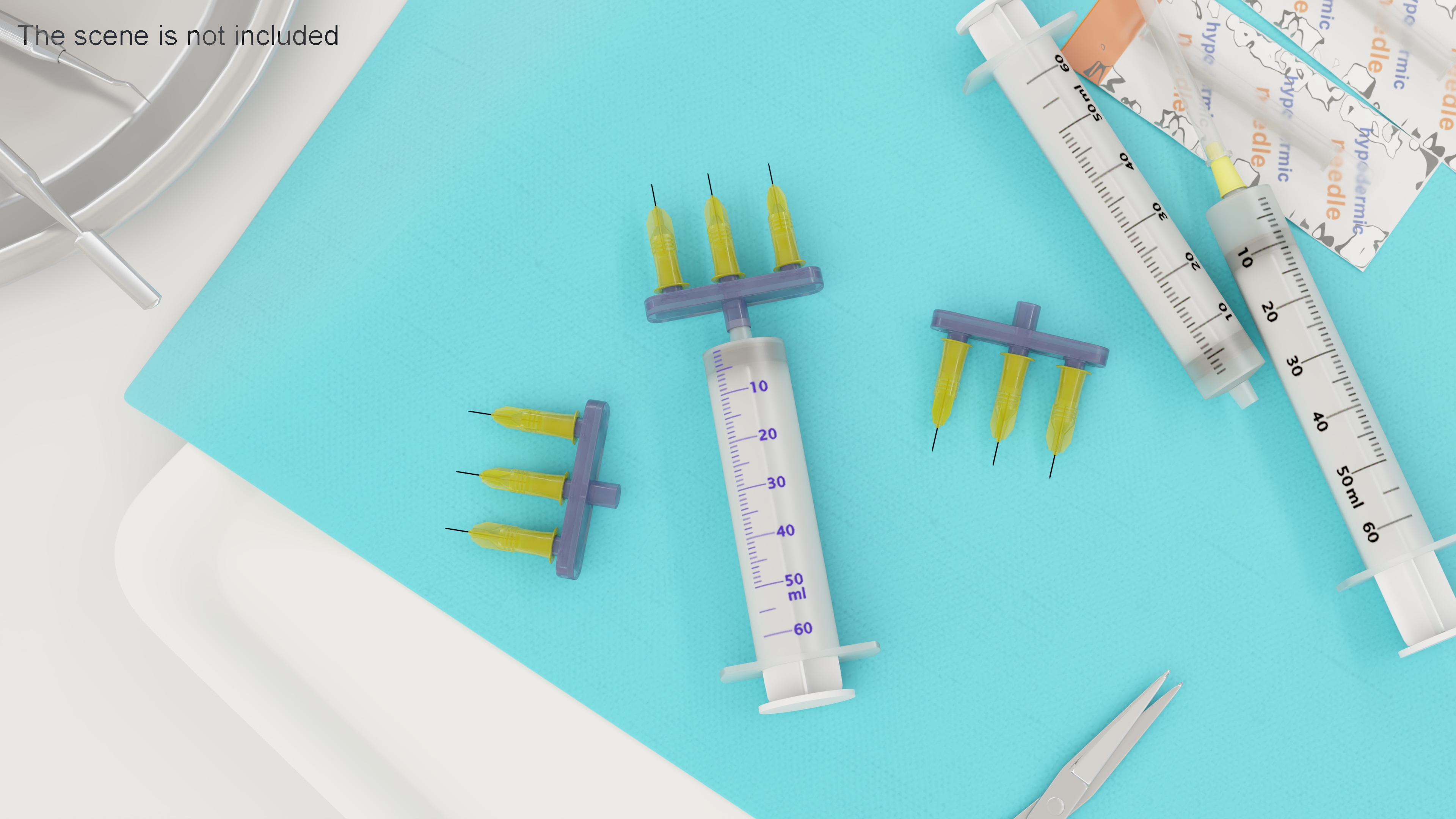 3D model Multi Injector 3 Needles Straight Yellow