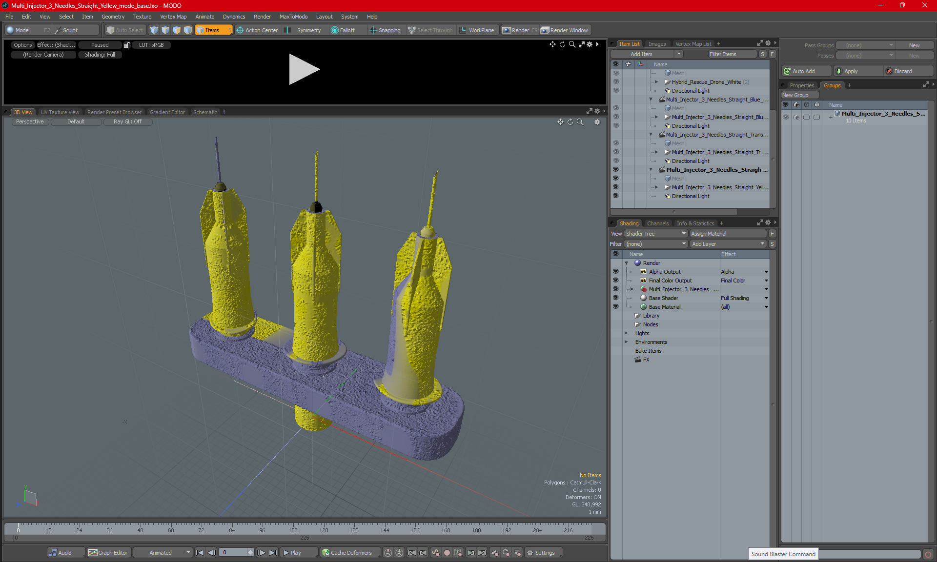 3D model Multi Injector 3 Needles Straight Yellow