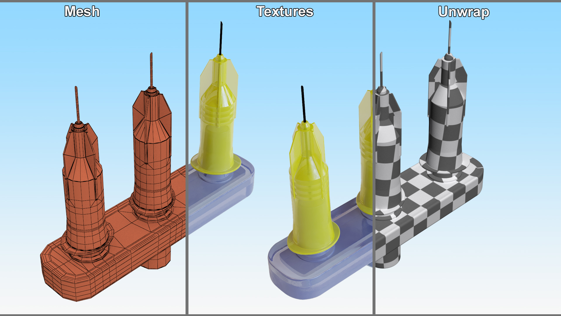 3D model Multi Injector 3 Needles Straight Yellow