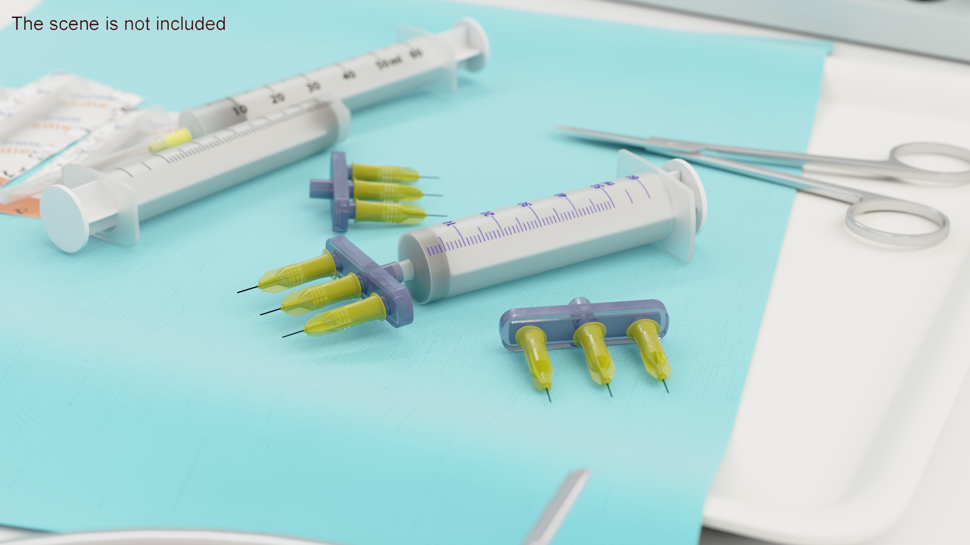 3D model Multi Injector 3 Needles Straight Yellow