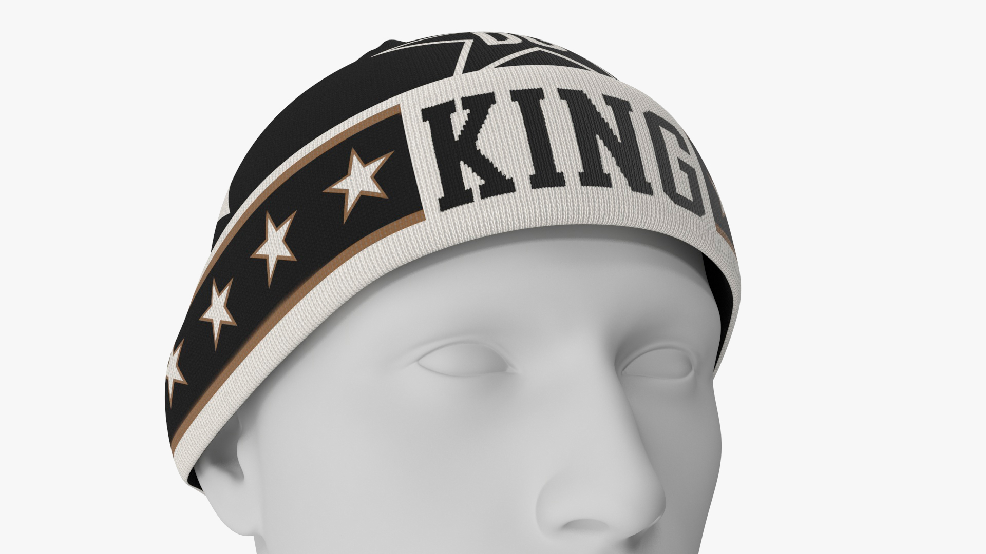 3D model Mens DG King Star Intarsia Beanie Hat on Mannequin
