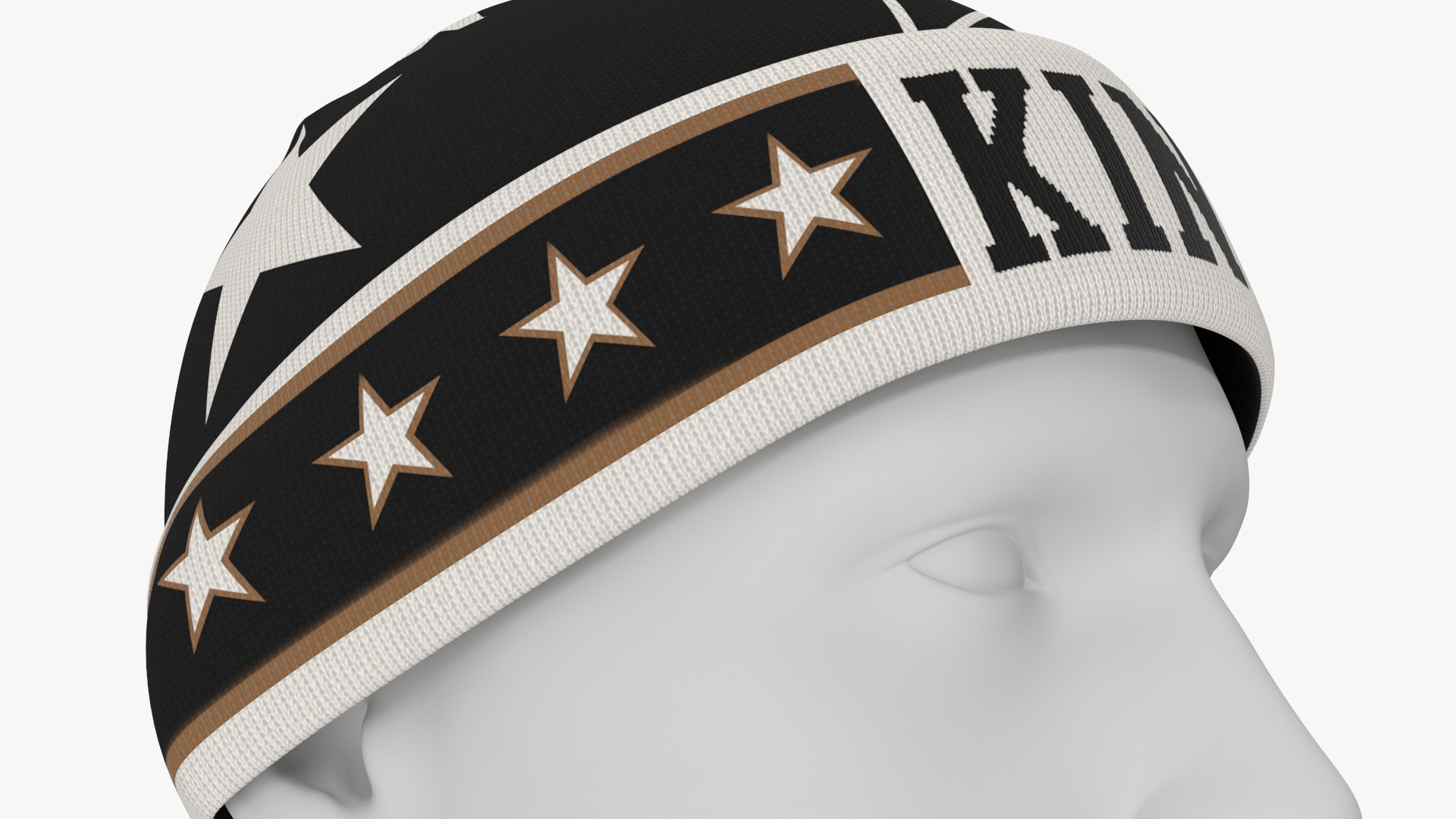 3D model Mens DG King Star Intarsia Beanie Hat on Mannequin