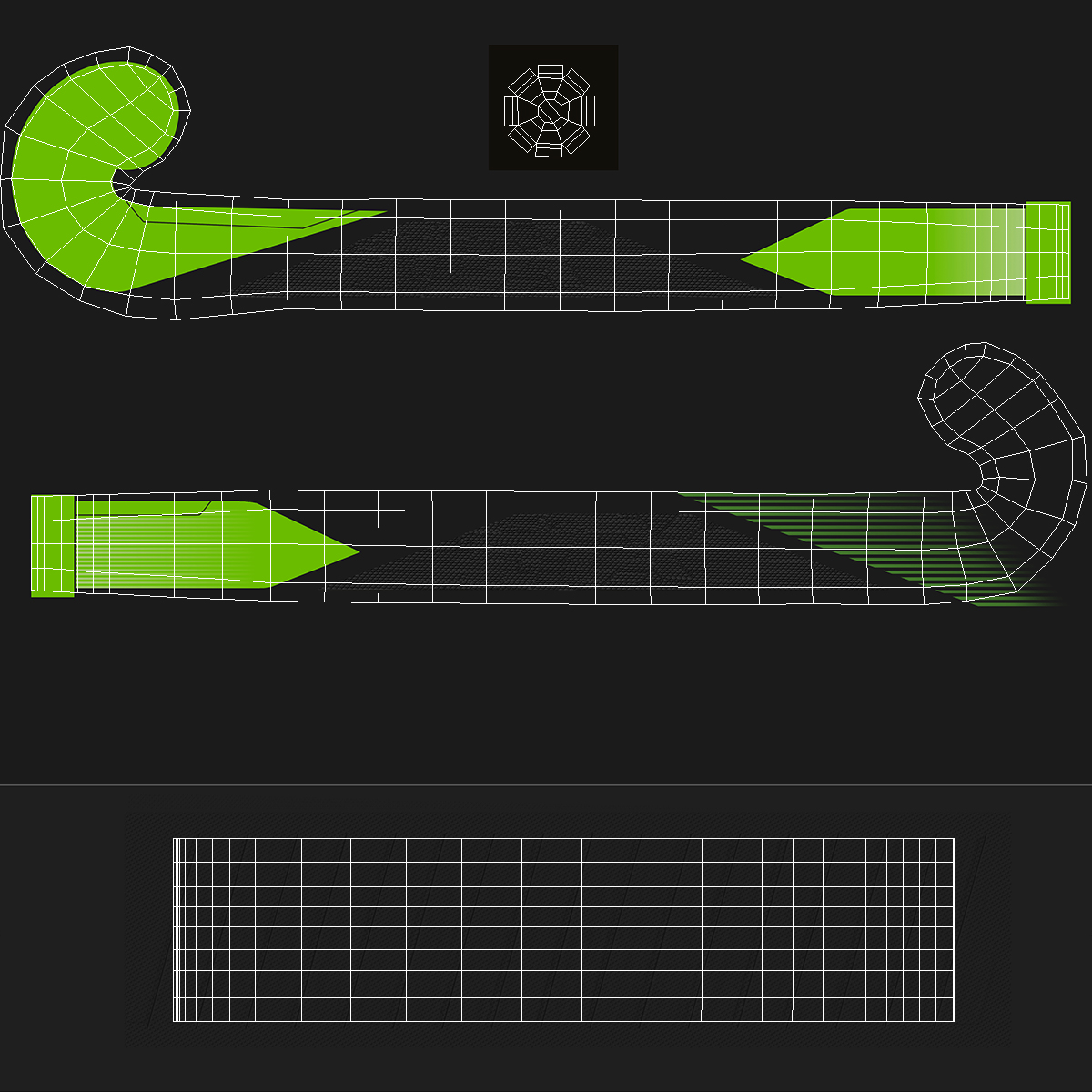 Field Hockey Stick Green 3D model