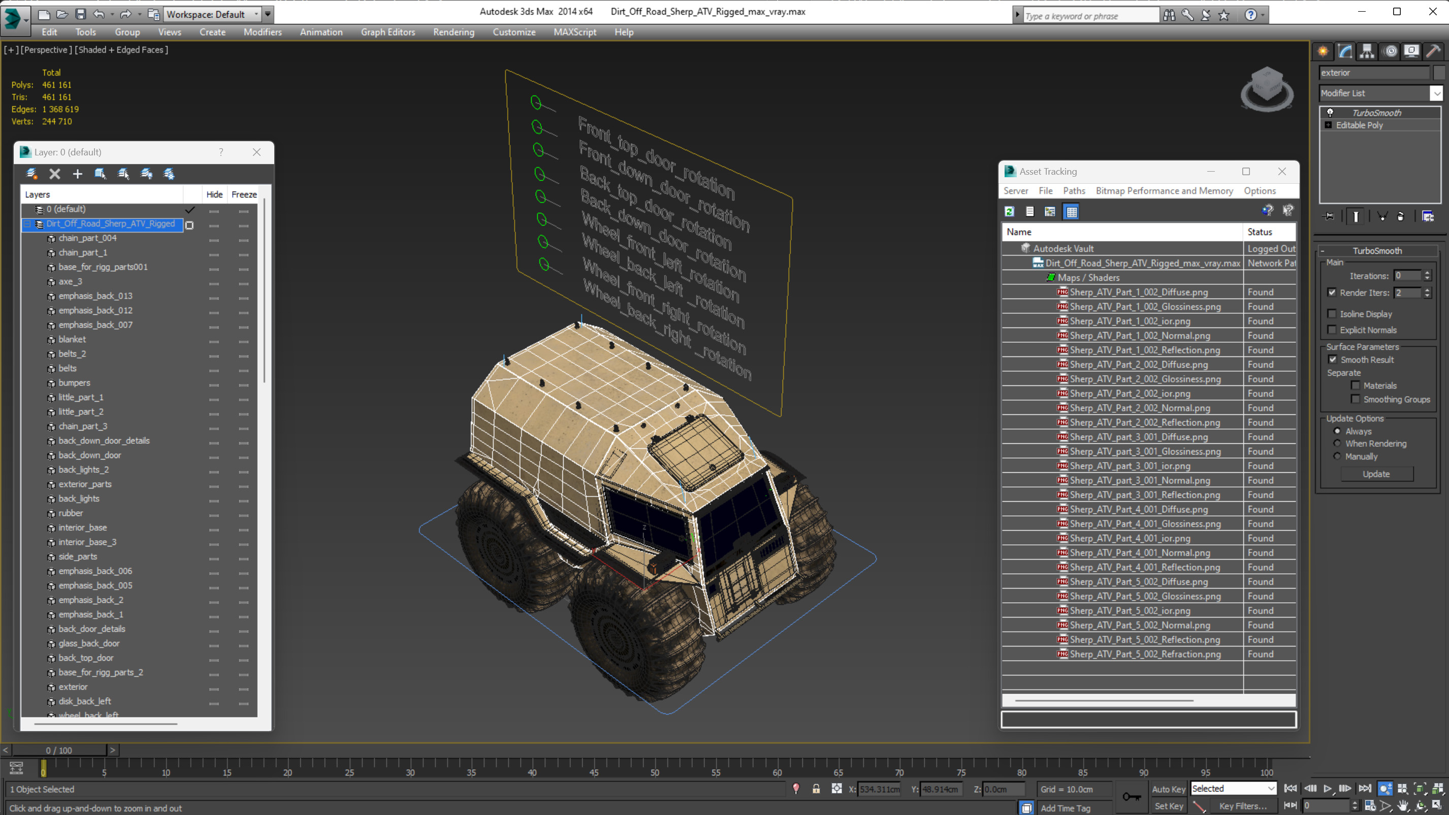 Dirt Off Road Sherp ATV Rigged for Cinema 4D 3D model
