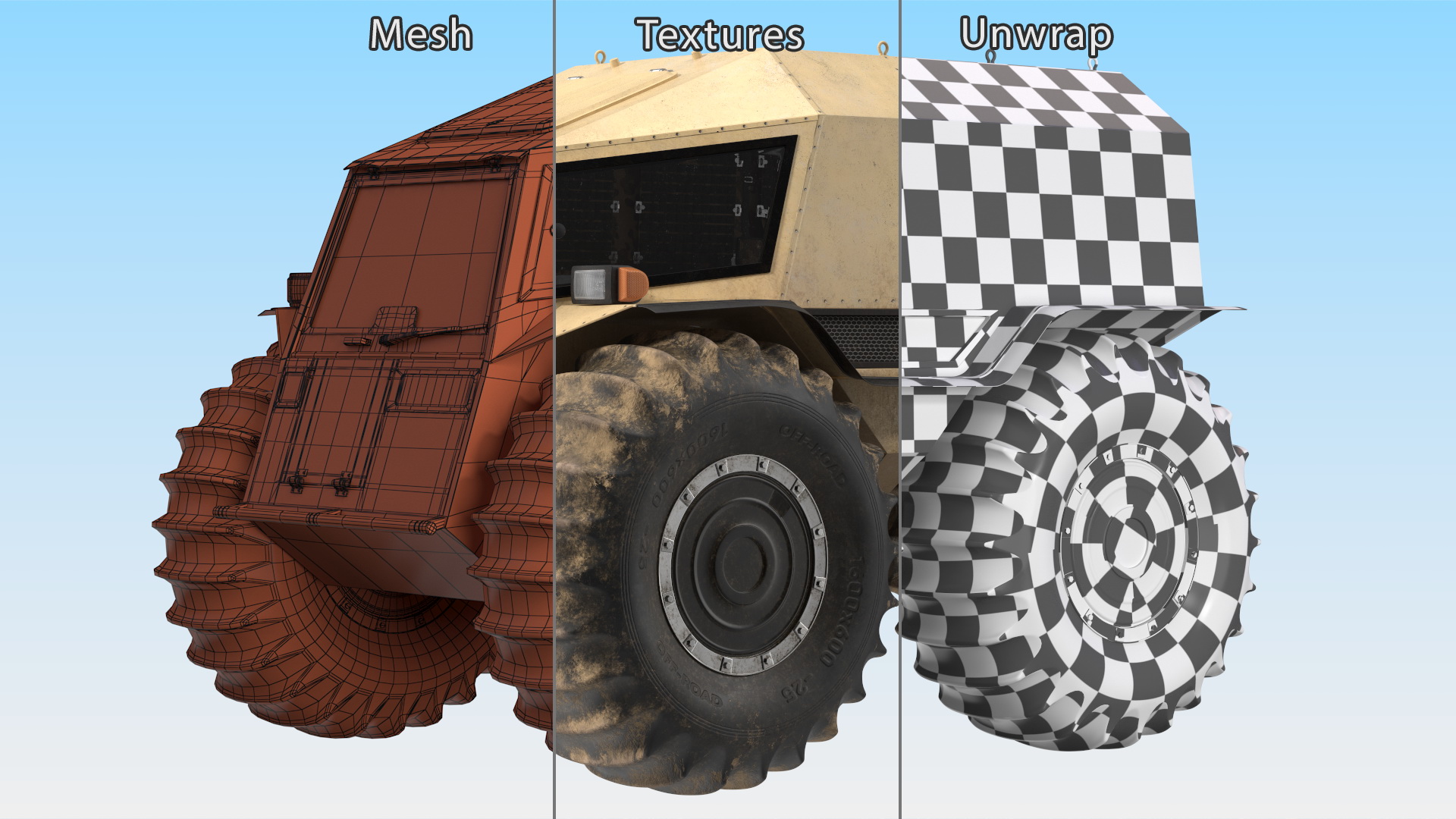 Dirt Off Road Sherp ATV Rigged for Cinema 4D 3D model