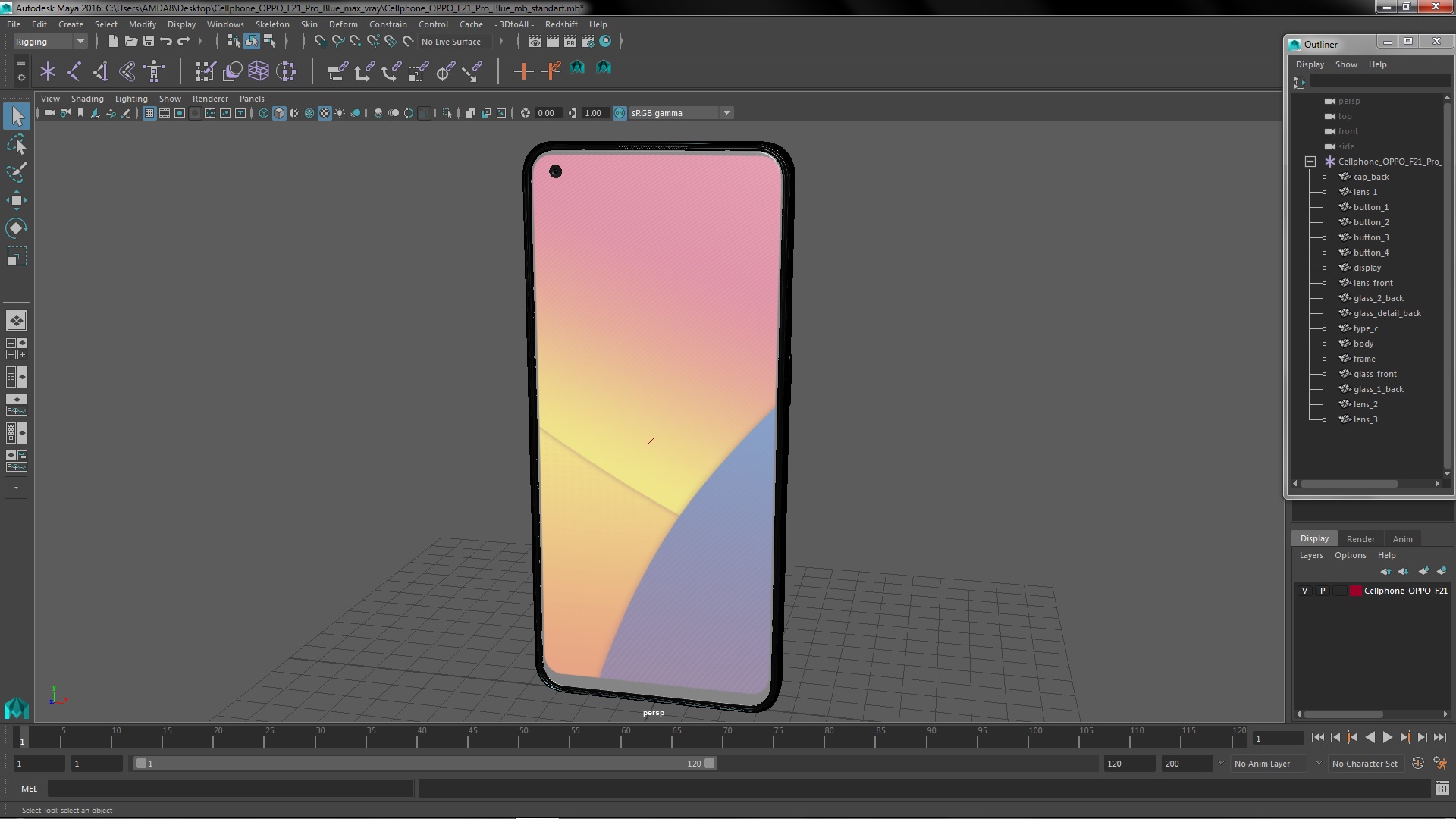 Cellphone OPPO F21 Pro Blue 3D