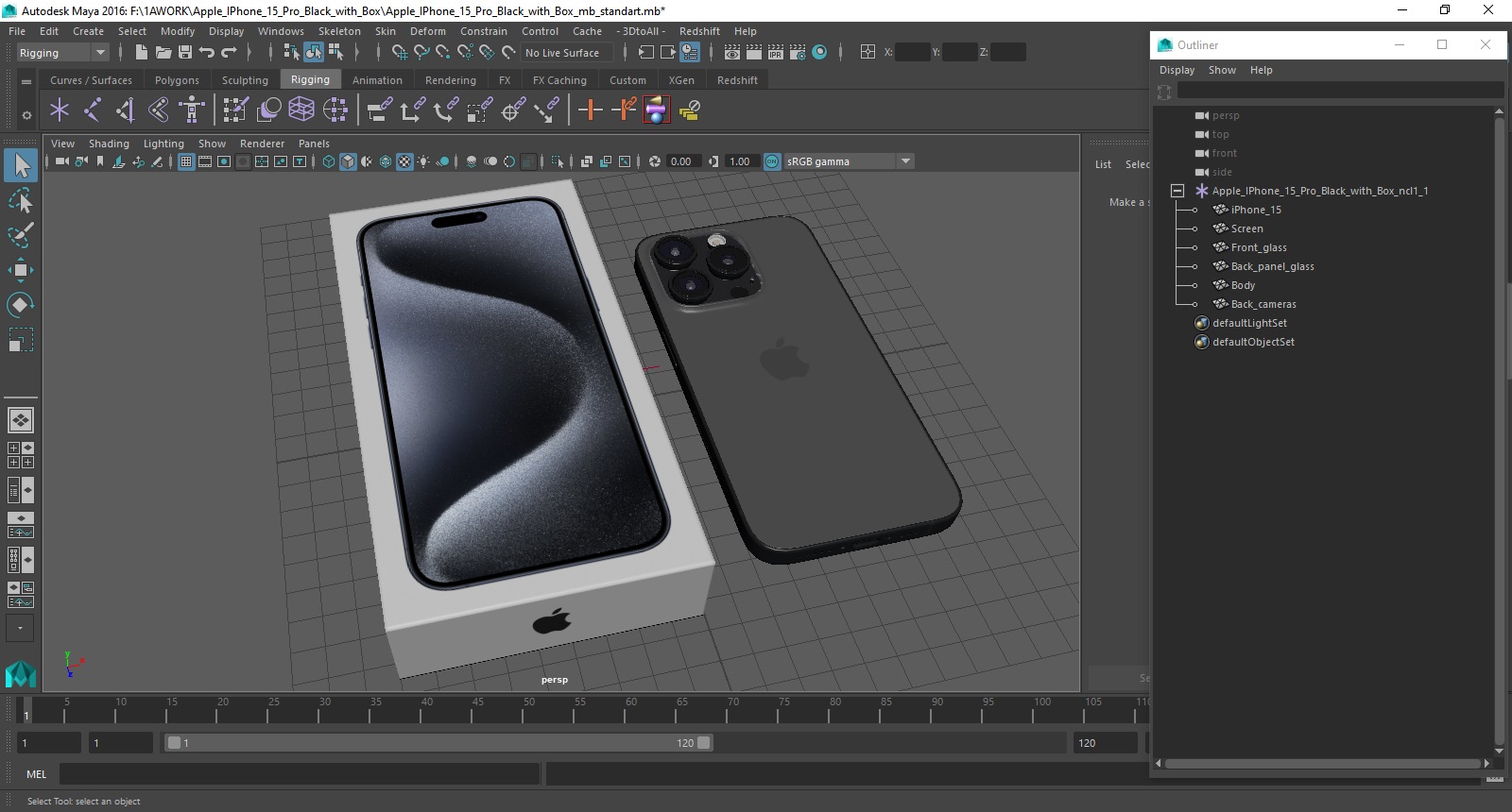 Apple IPhone 15 Pro Black with Box 3D model