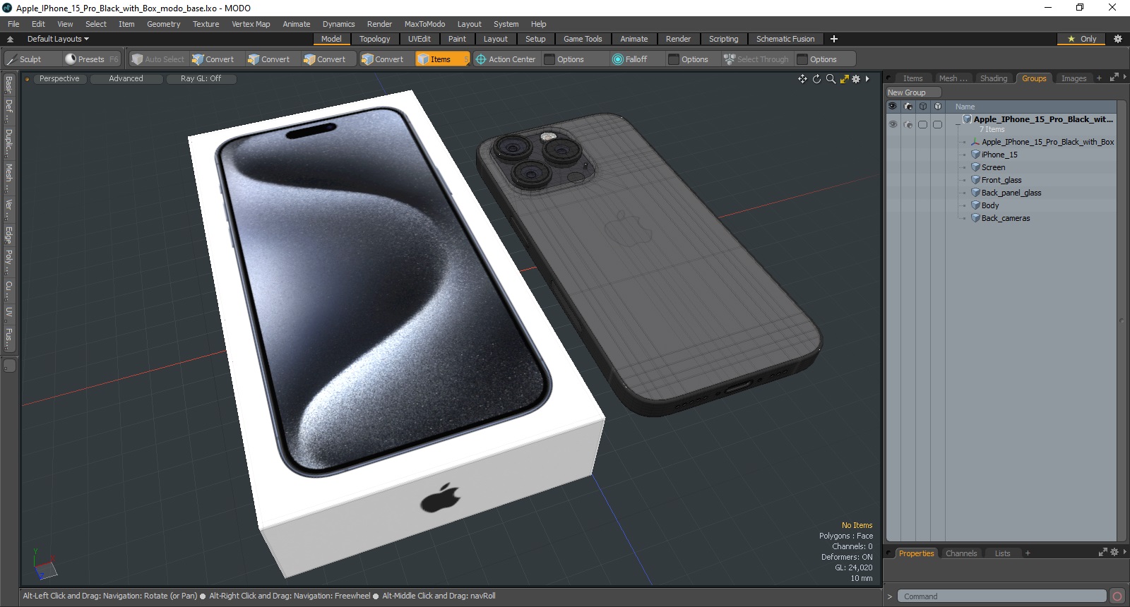Apple IPhone 15 Pro Black with Box 3D model