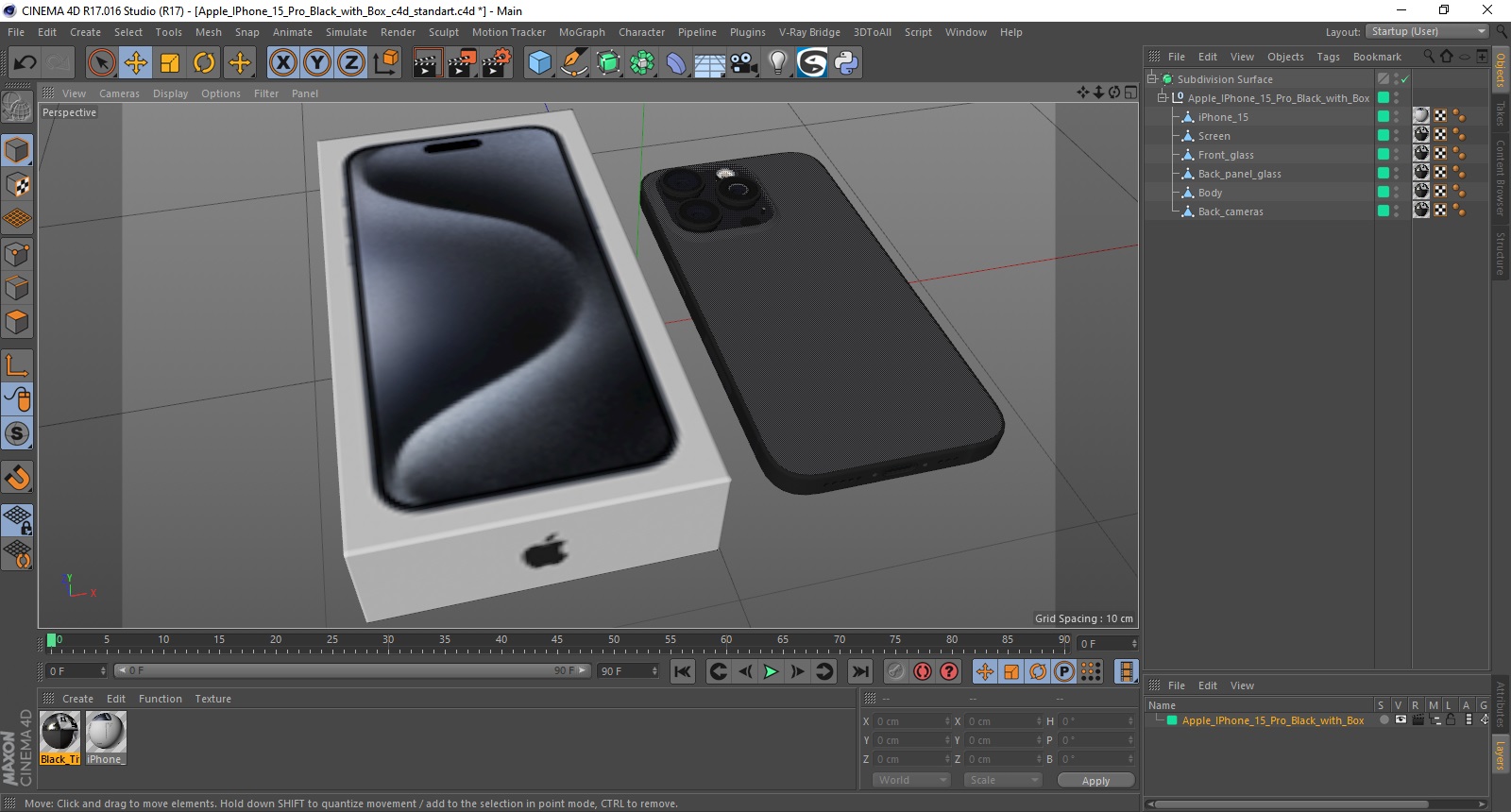 Apple IPhone 15 Pro Black with Box 3D model