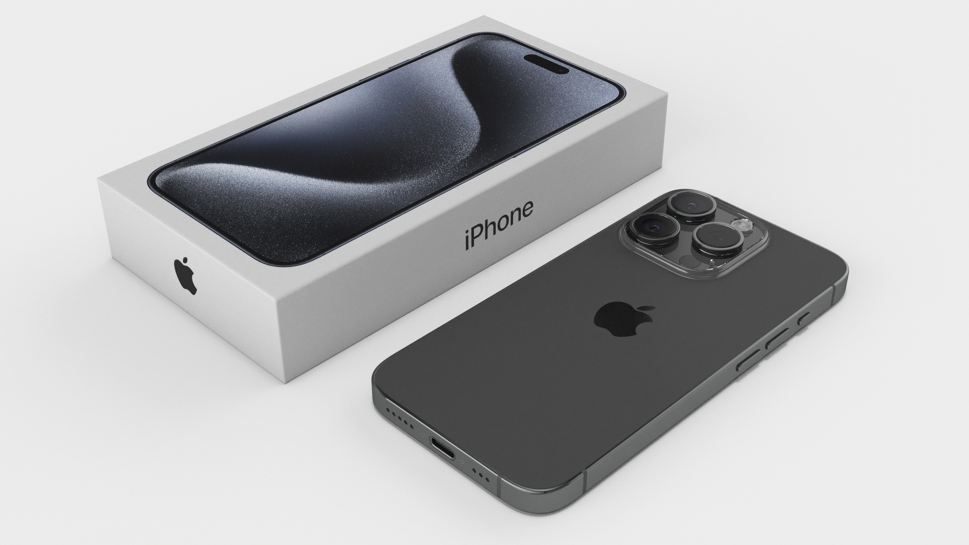 Apple IPhone 15 Pro Black with Box 3D model