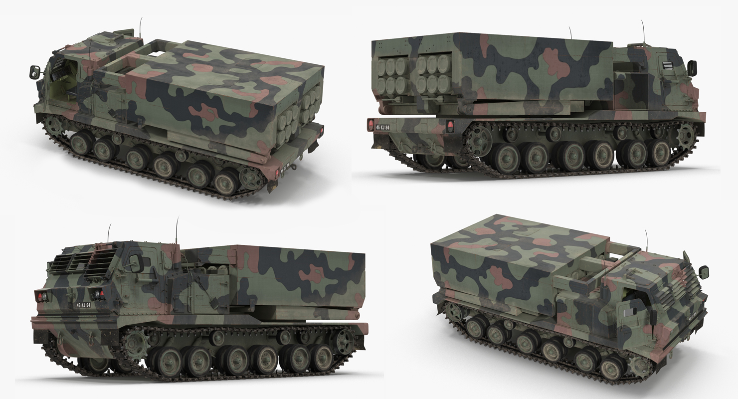 US Multiple Rocket Launcher M270 MLRS Camo Rigged 3D model