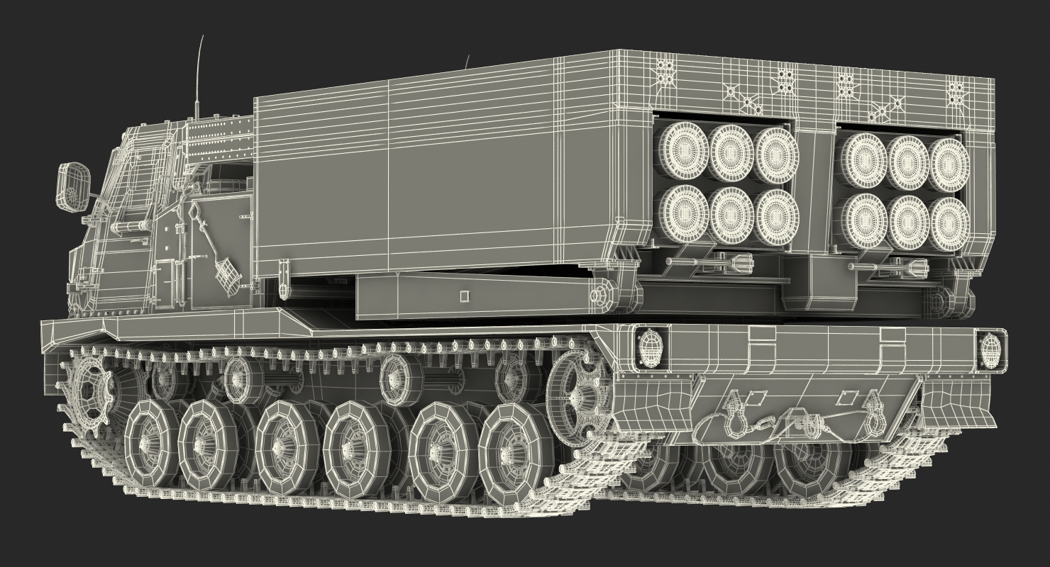 US Multiple Rocket Launcher M270 MLRS Camo Rigged 3D model