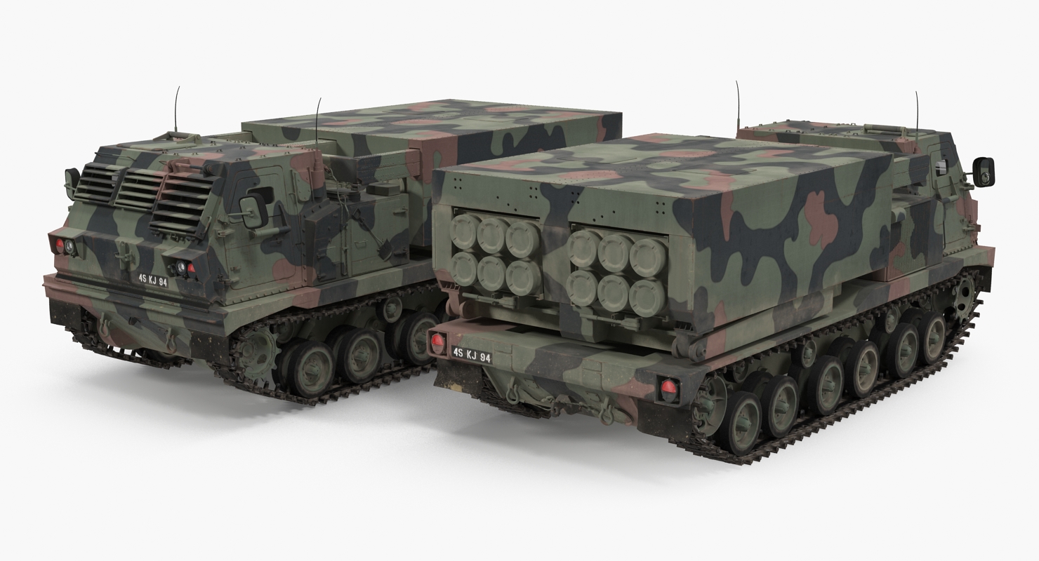 US Multiple Rocket Launcher M270 MLRS Camo Rigged 3D model