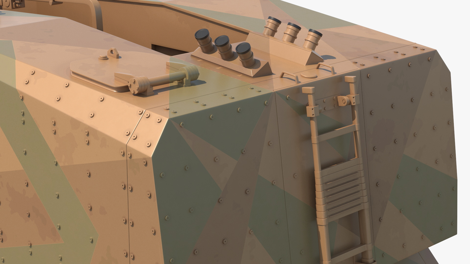 3D Wheeled Armored Howitzer in Desert Camouflage Rigged for Maya