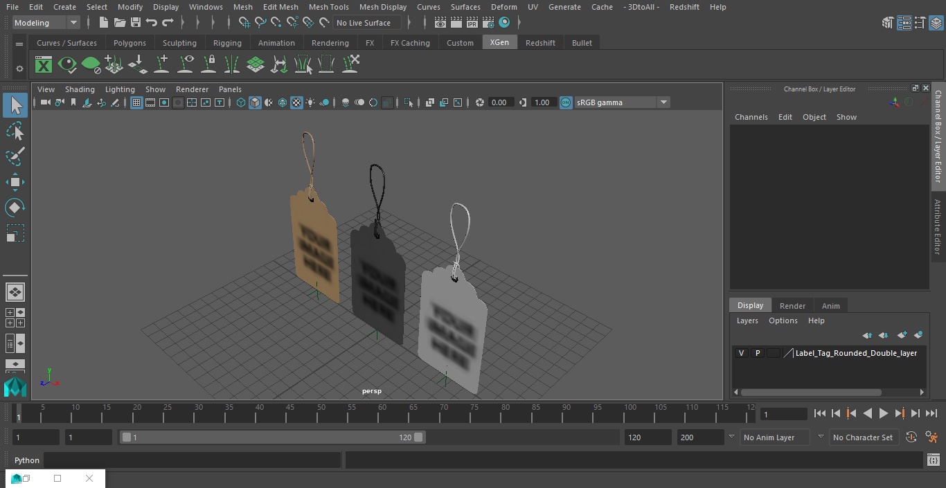 Label Tag Rounded Double 3D model