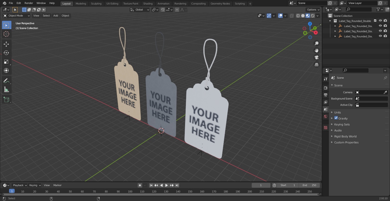 Label Tag Rounded Double 3D model