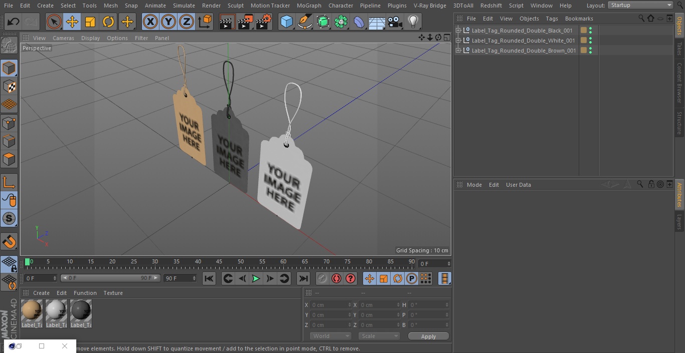 Label Tag Rounded Double 3D model