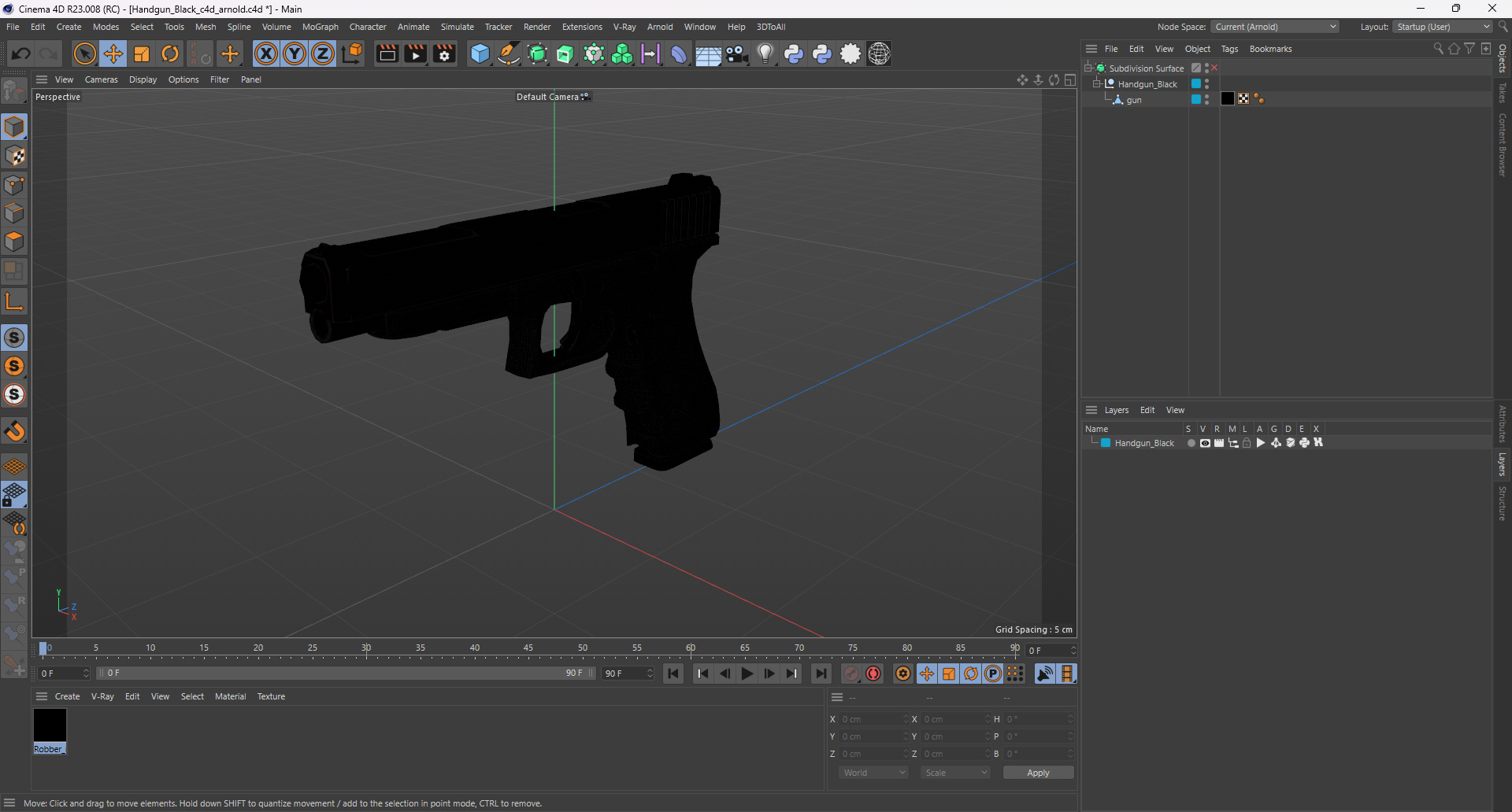3D Handgun Black model