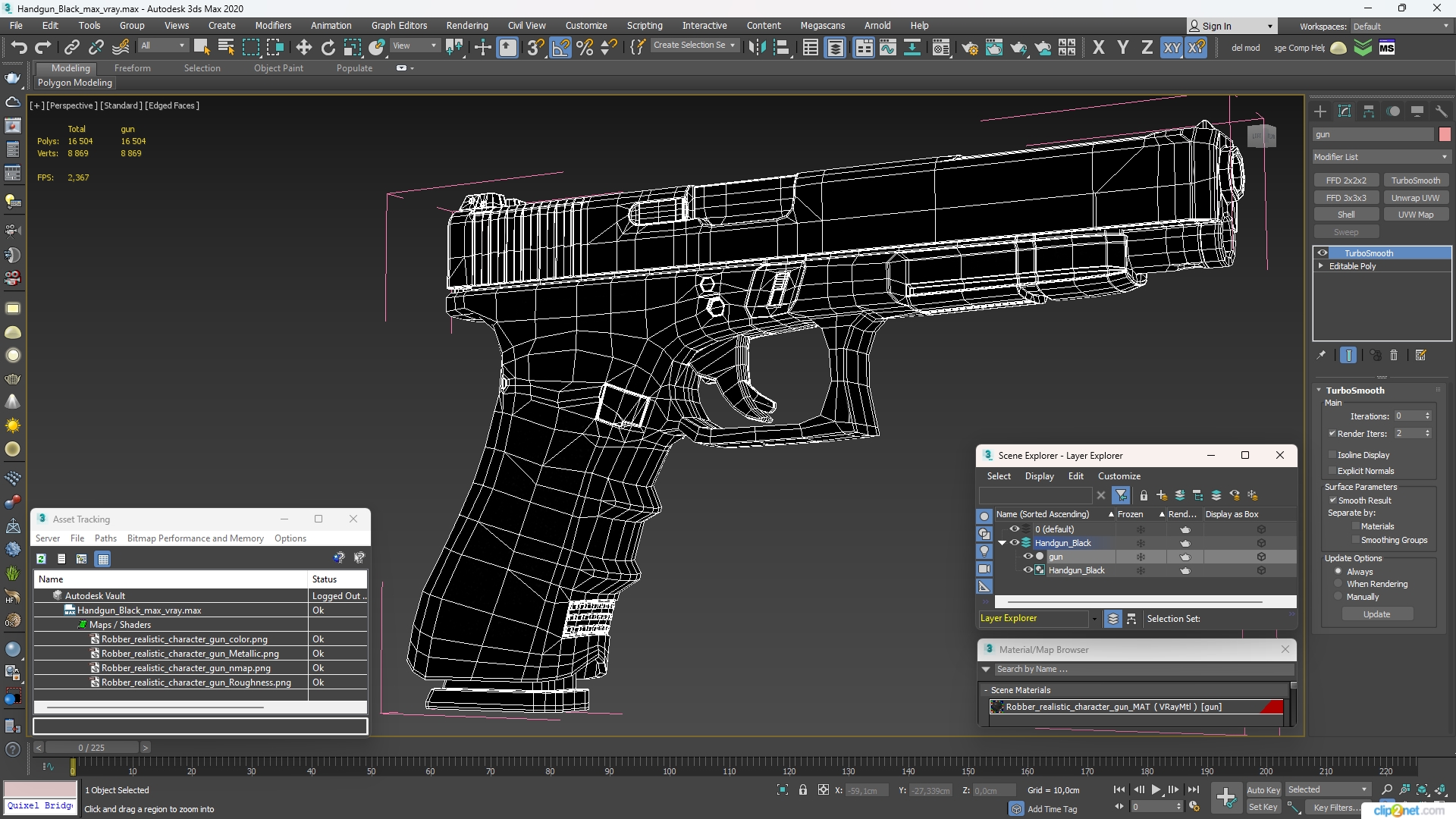 3D Handgun Black model