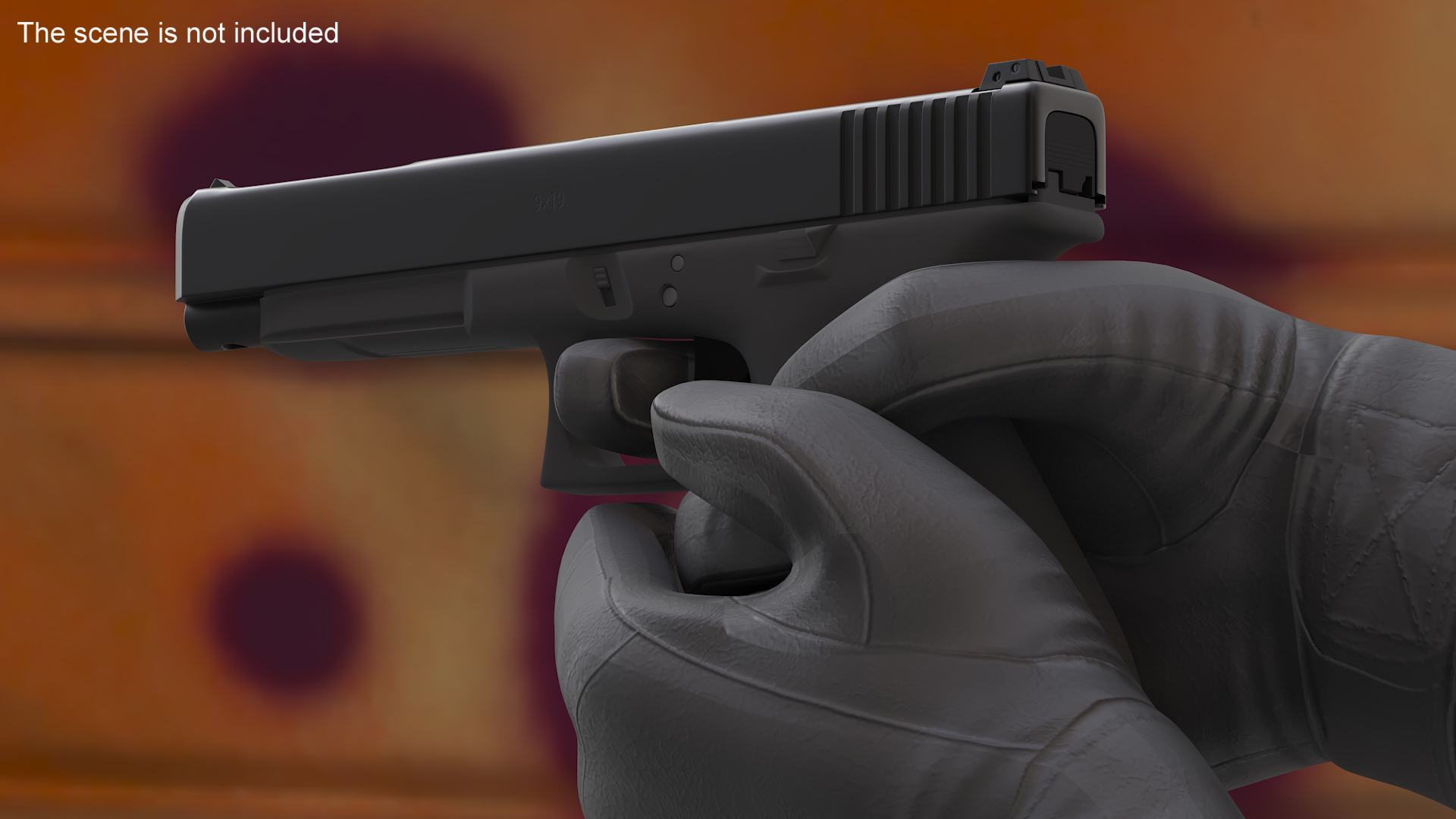 3D Handgun Black model