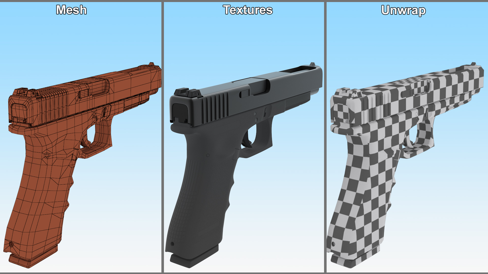 3D Handgun Black model