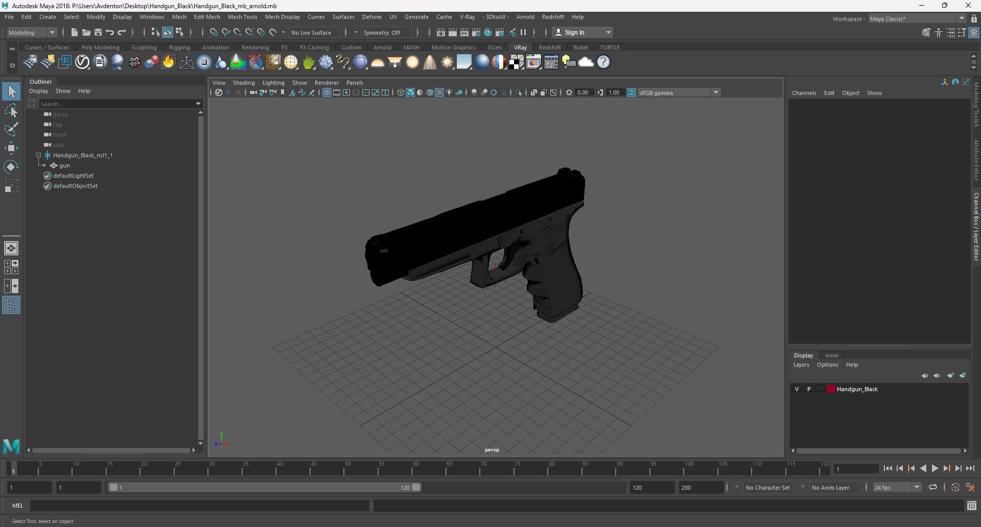 3D Handgun Black model
