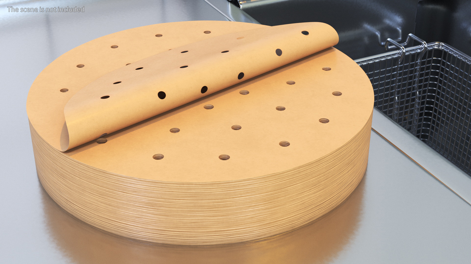 3D Stack of Round Fryer Parchment Paper