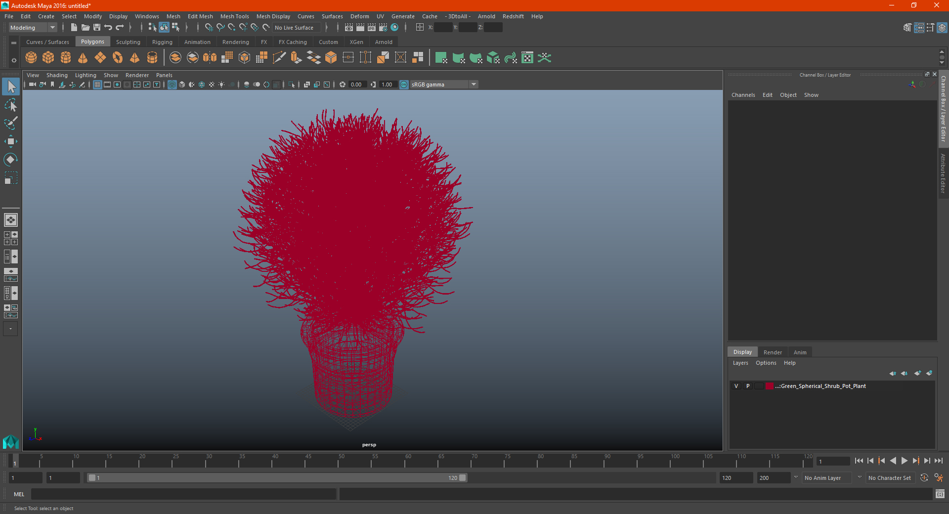 3D Green Spherical Shrub Pot Plant