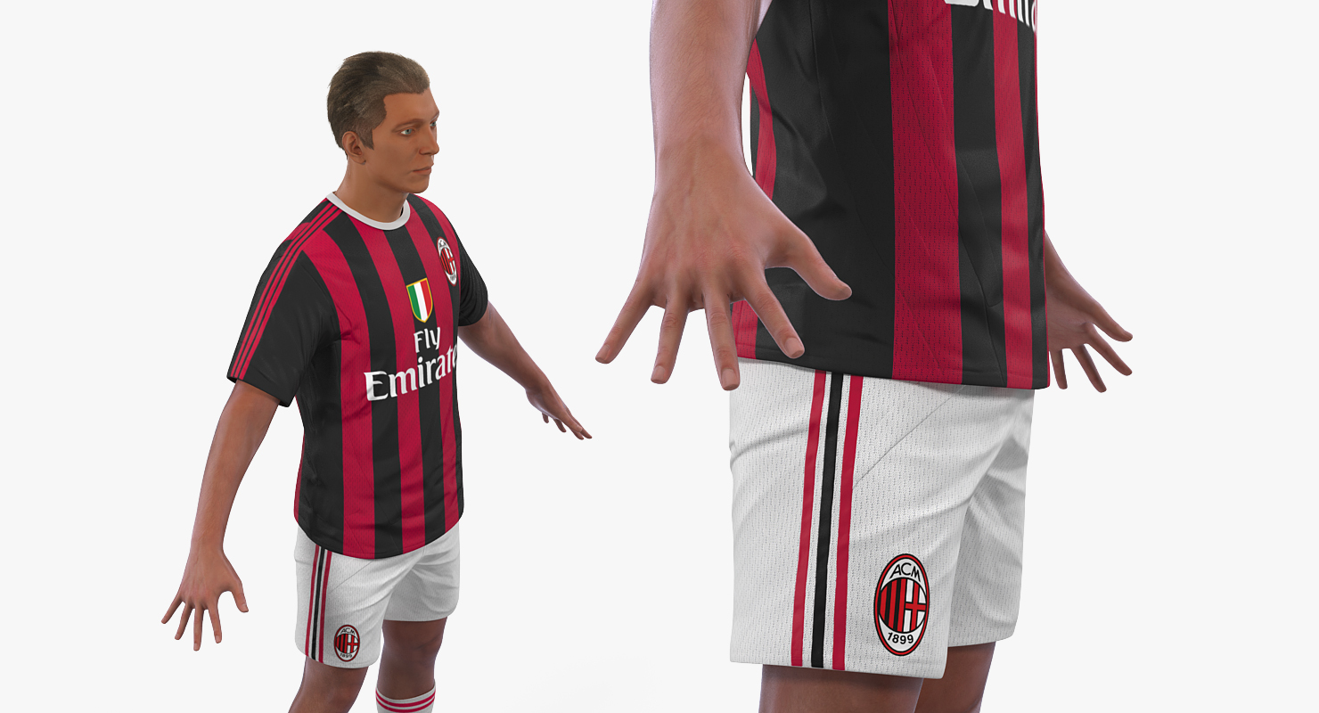 3D Soccer or Football Player Milan with Hair