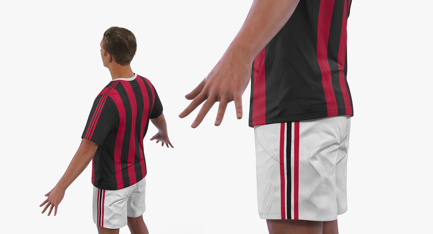 3D Soccer or Football Player Milan with Hair