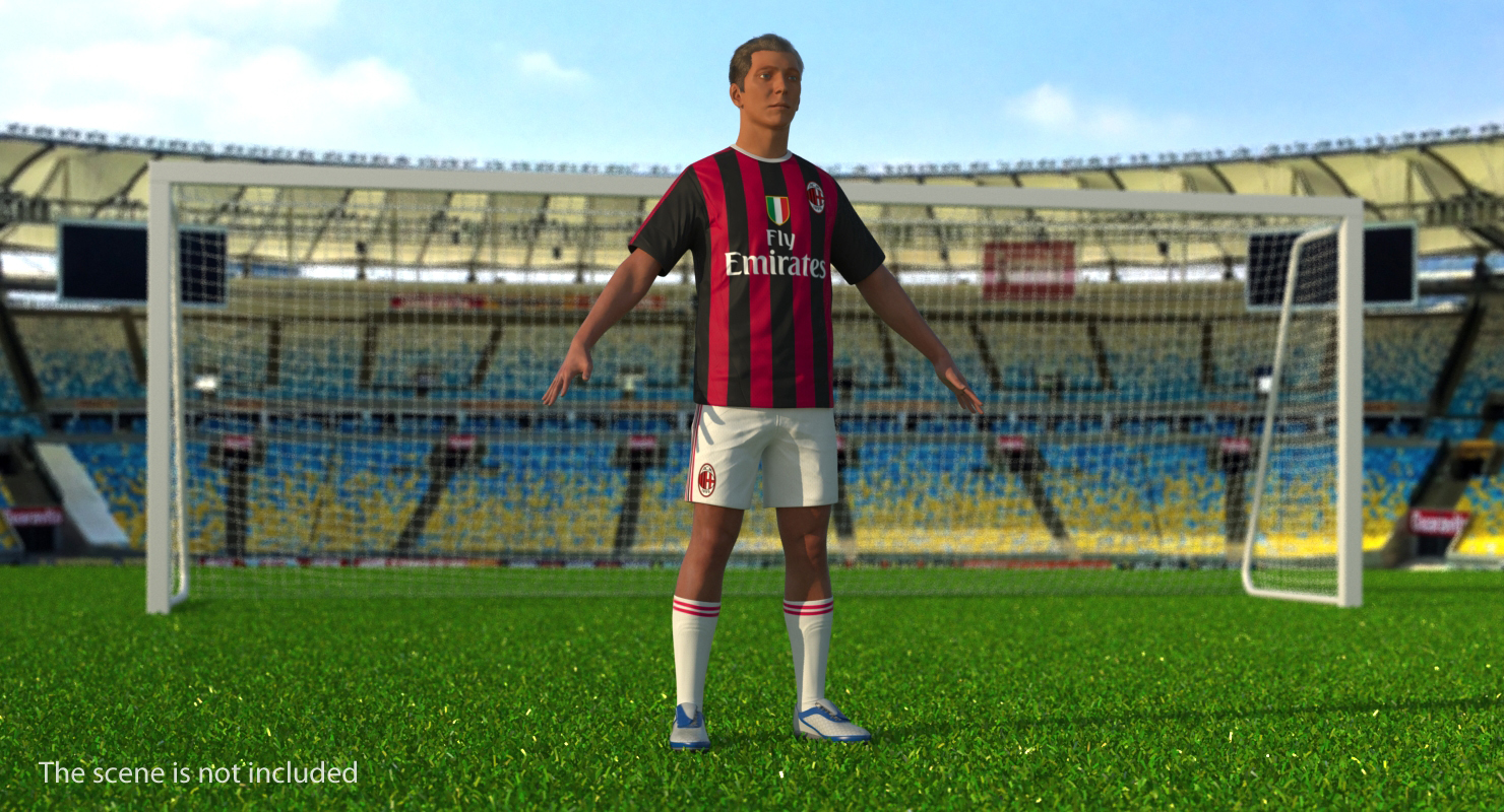3D Soccer or Football Player Milan with Hair