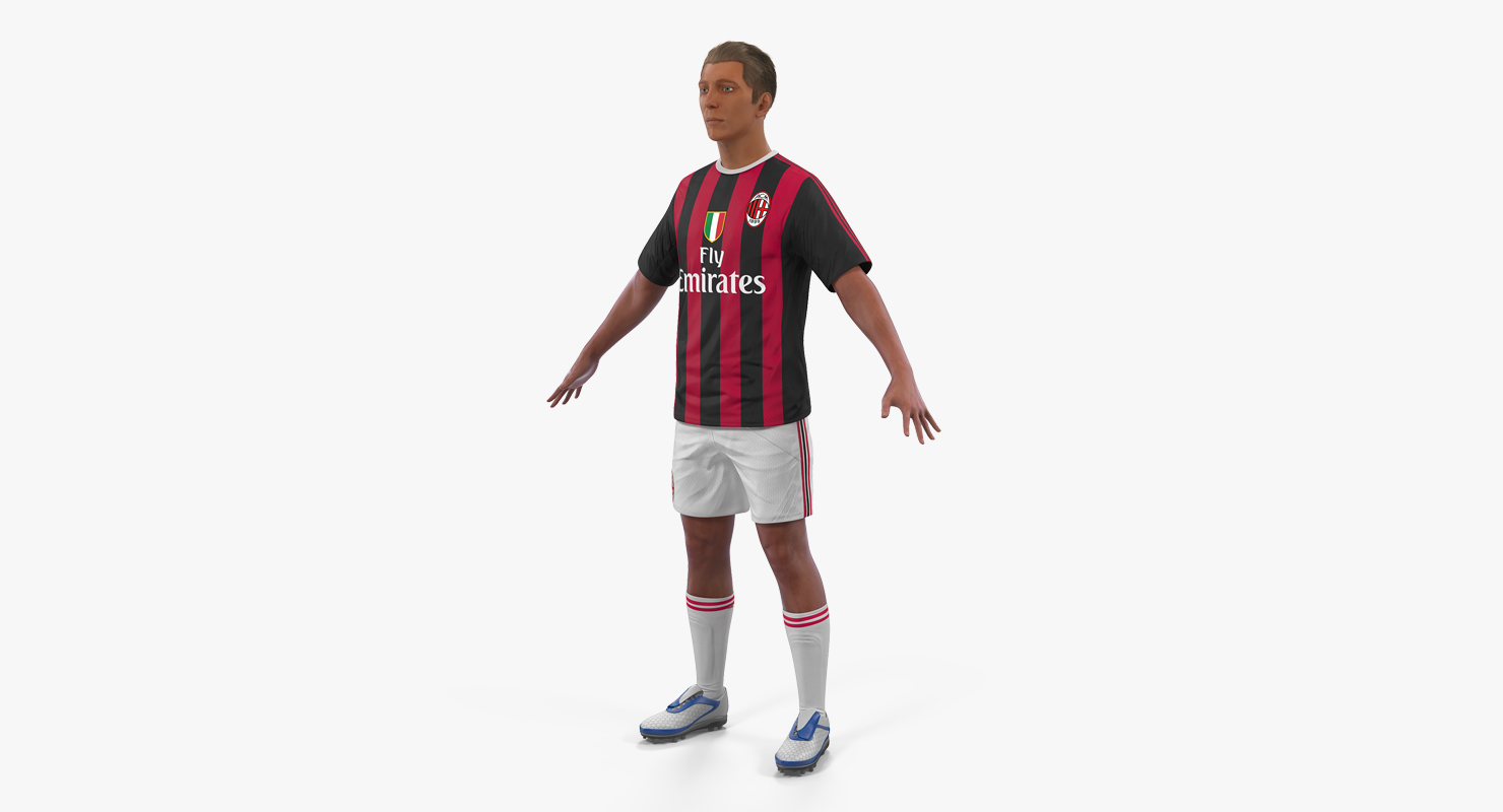 3D Soccer or Football Player Milan with Hair