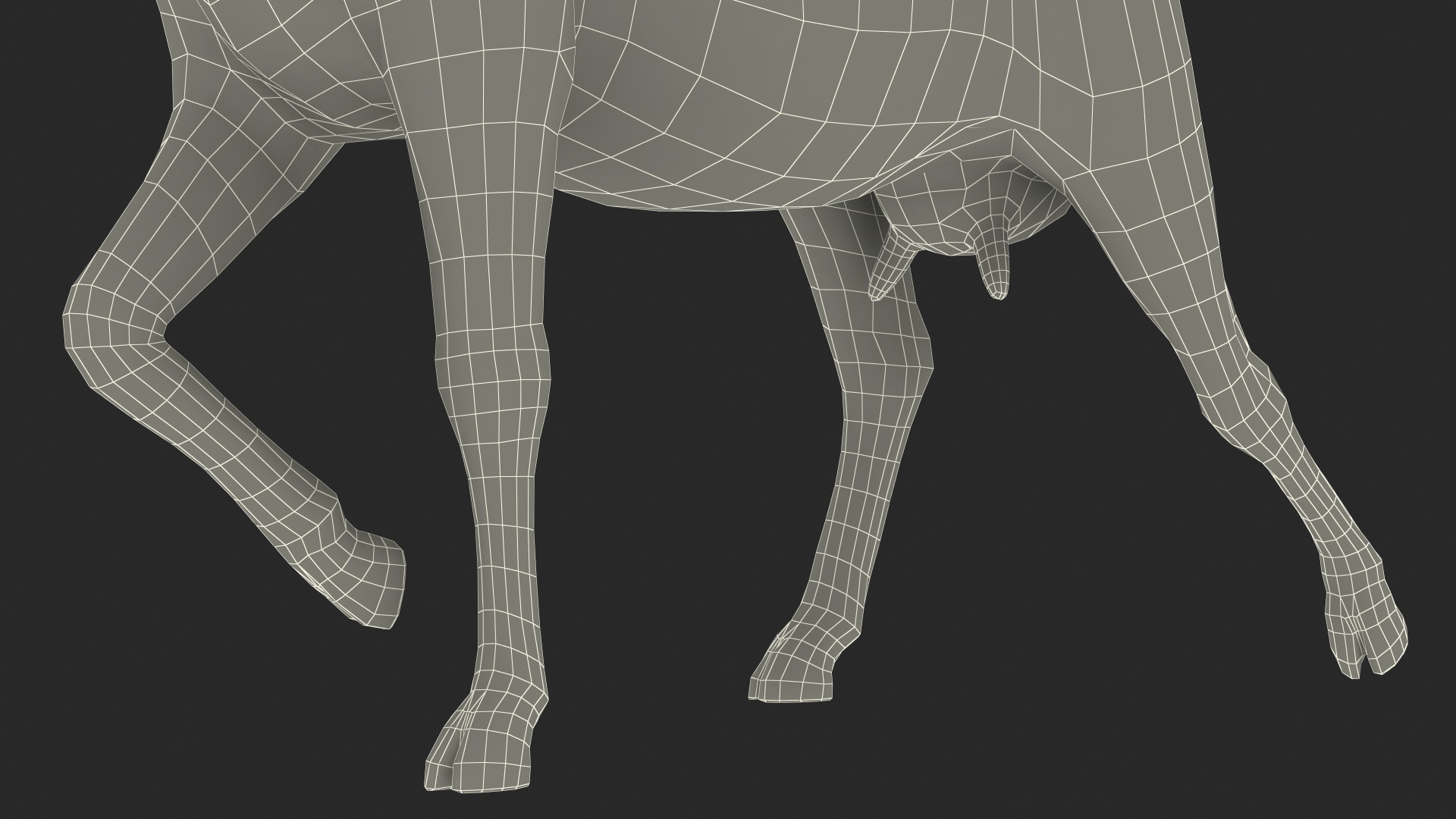 3D Walking Goat Black-White Fur model