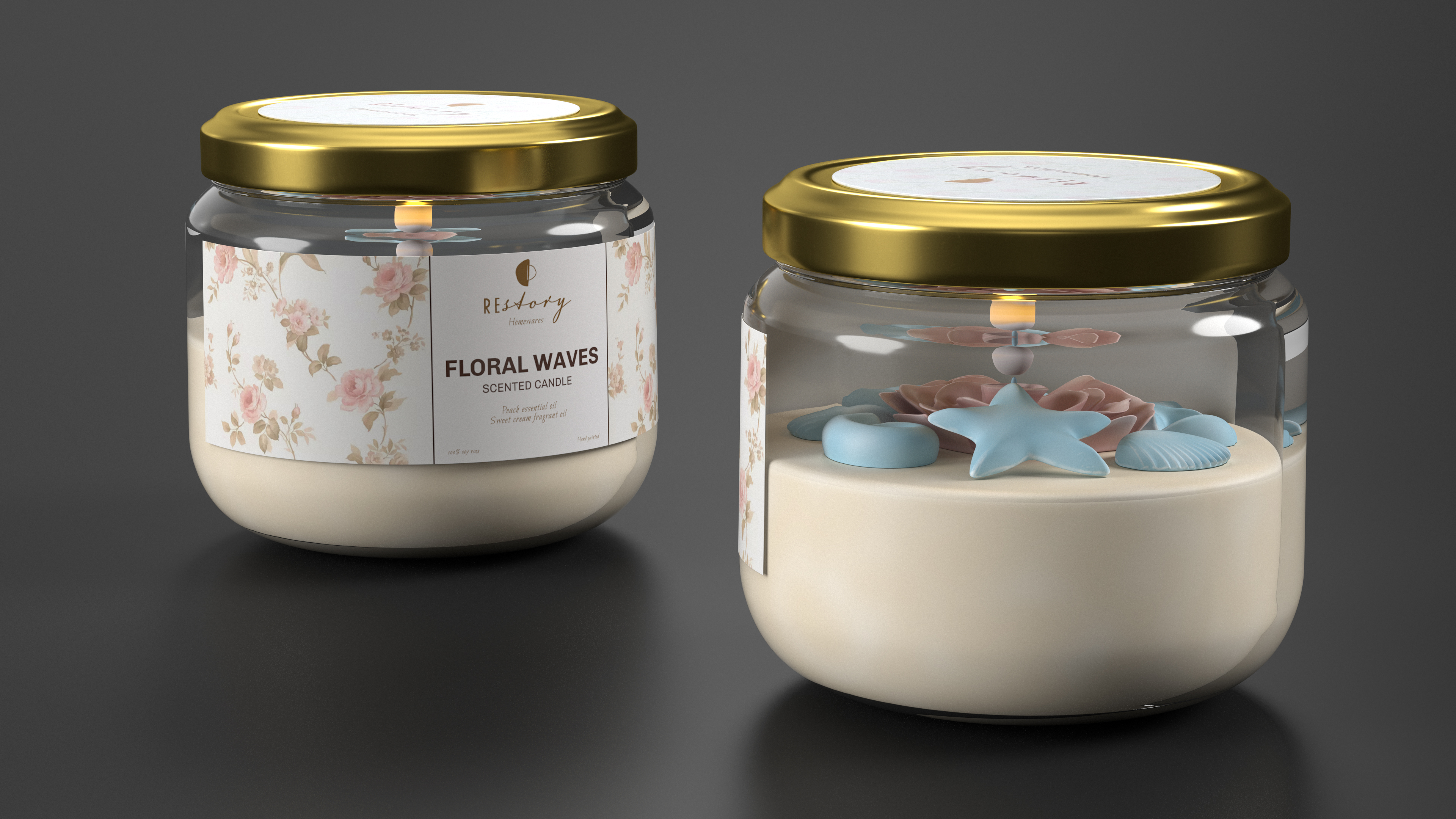 Jar Candle ReStory Fire Burns 3D model
