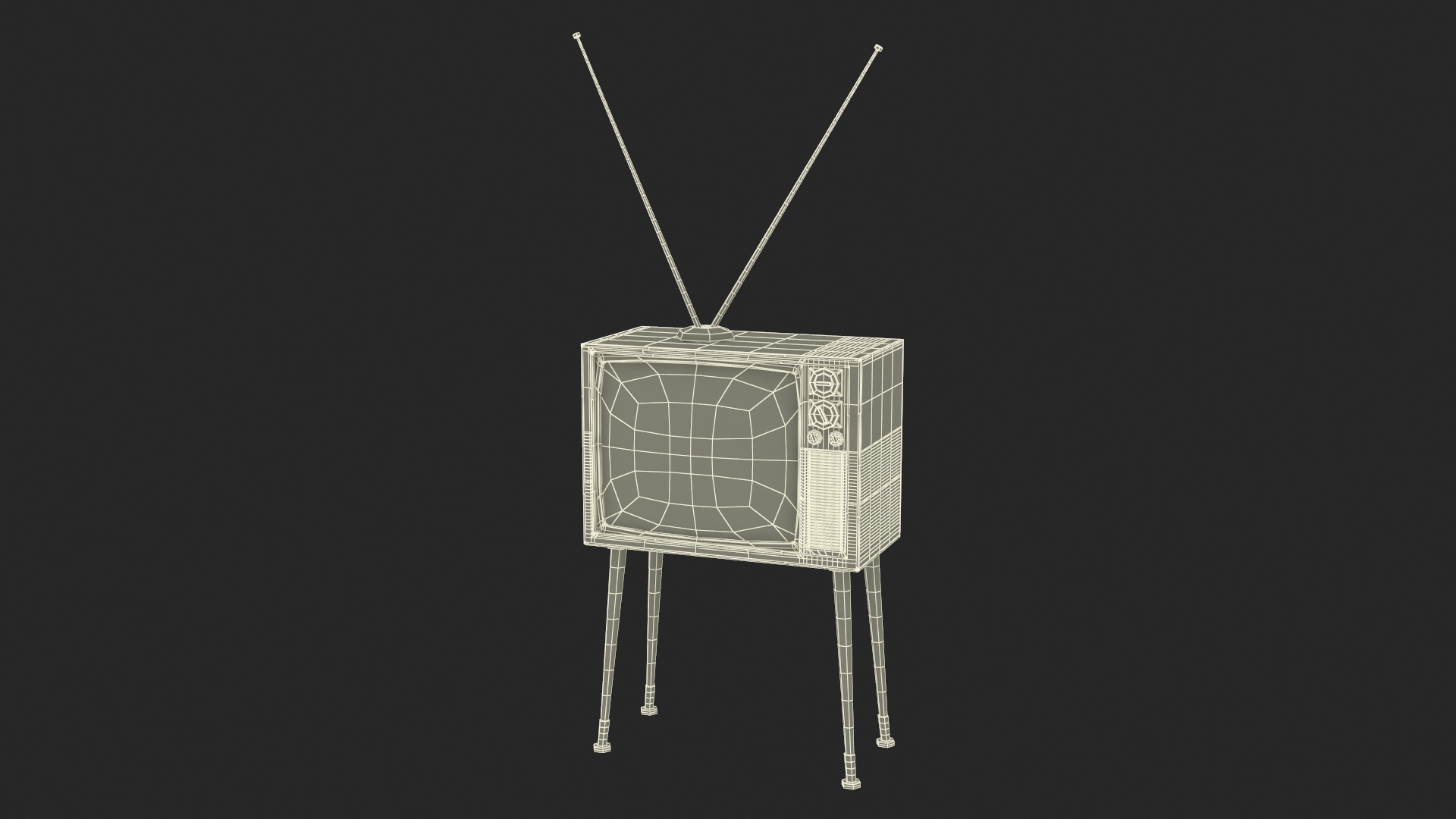 3D Vintage Television with Antenna