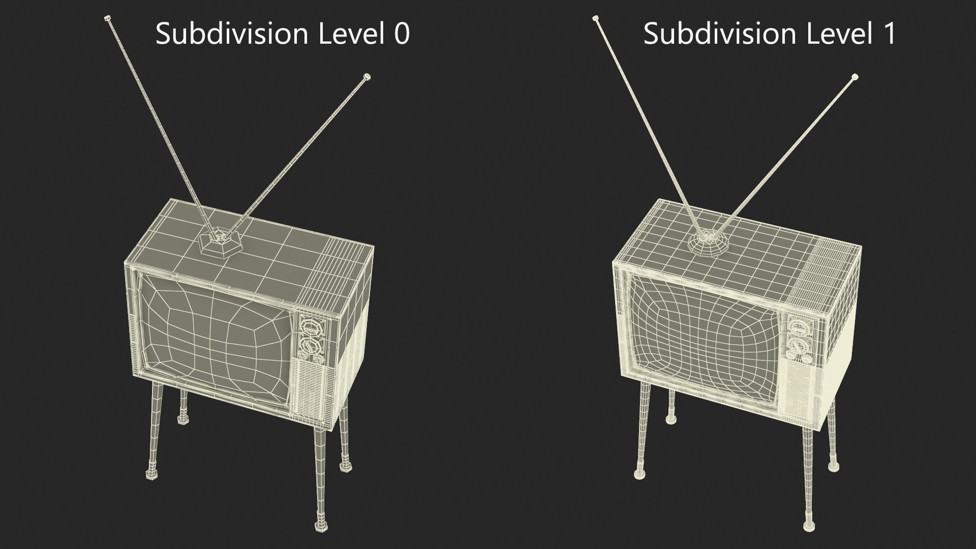 3D Vintage Television with Antenna