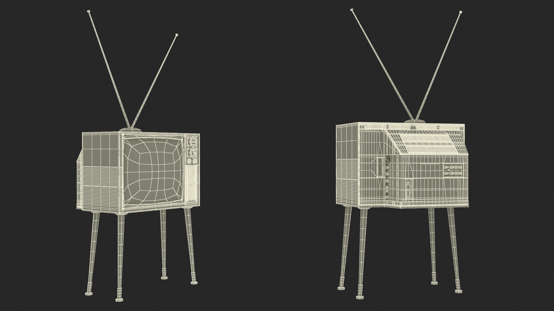 3D Vintage Television with Antenna