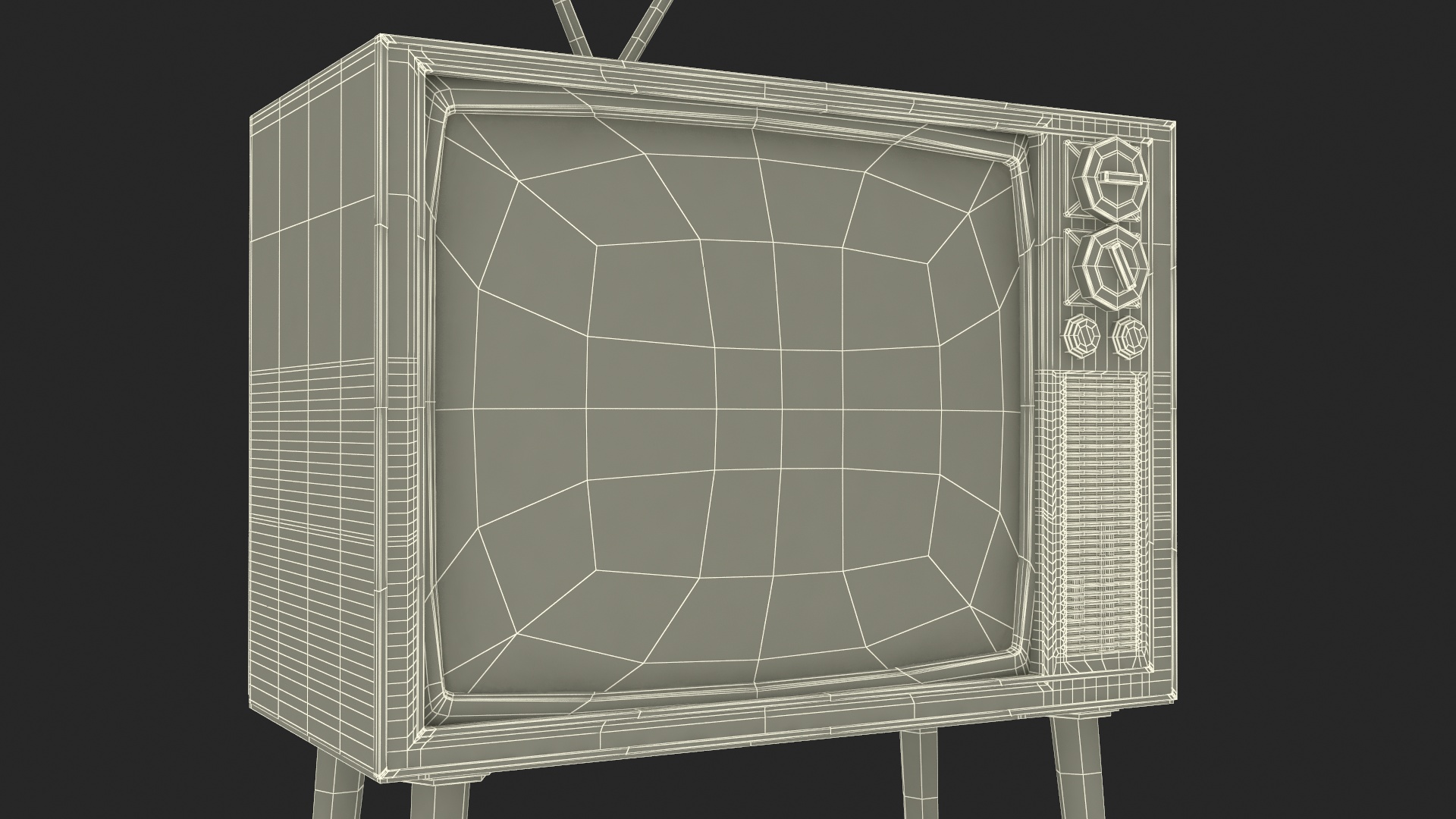 3D Vintage Television with Antenna