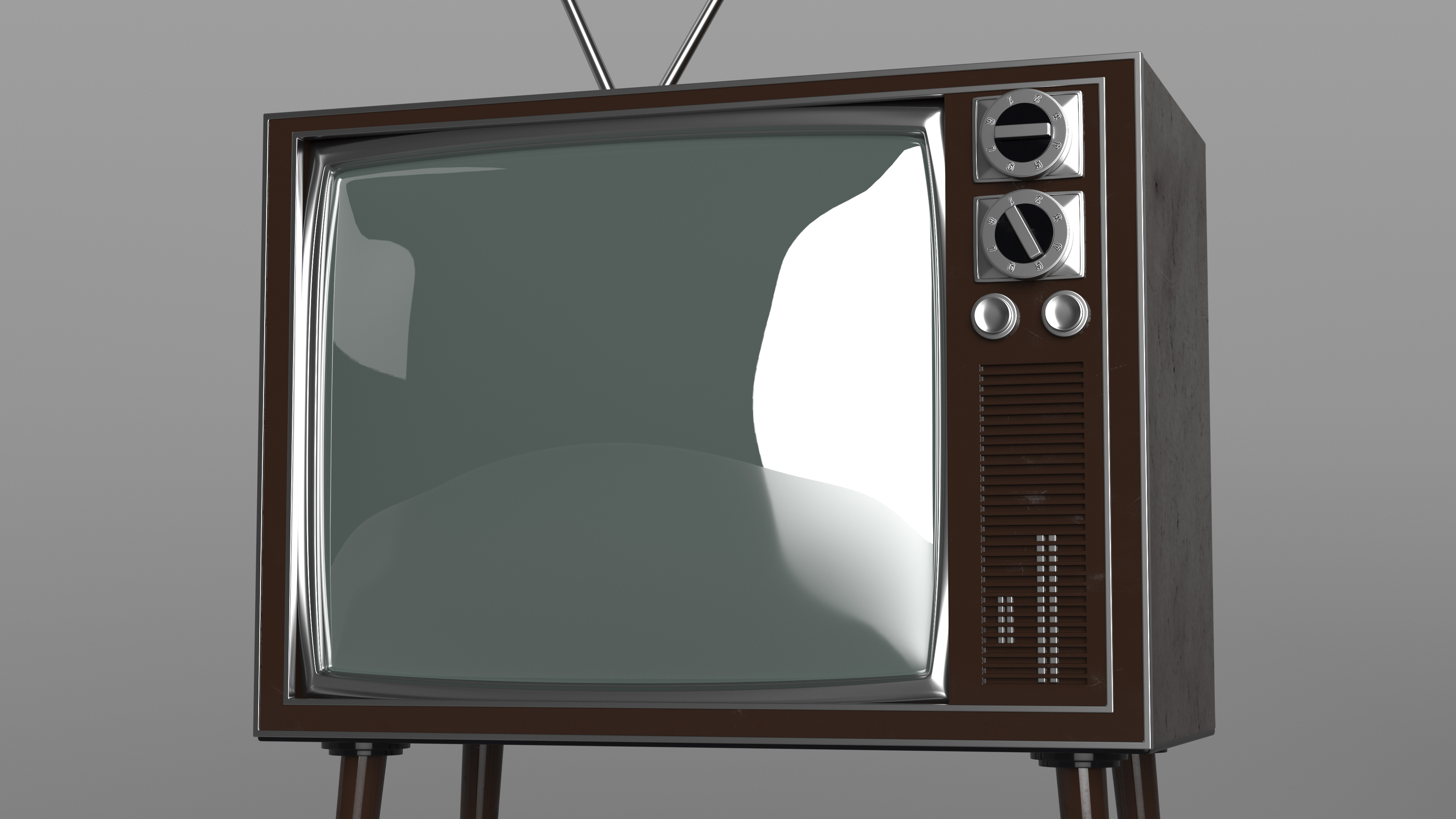 3D Vintage Television with Antenna