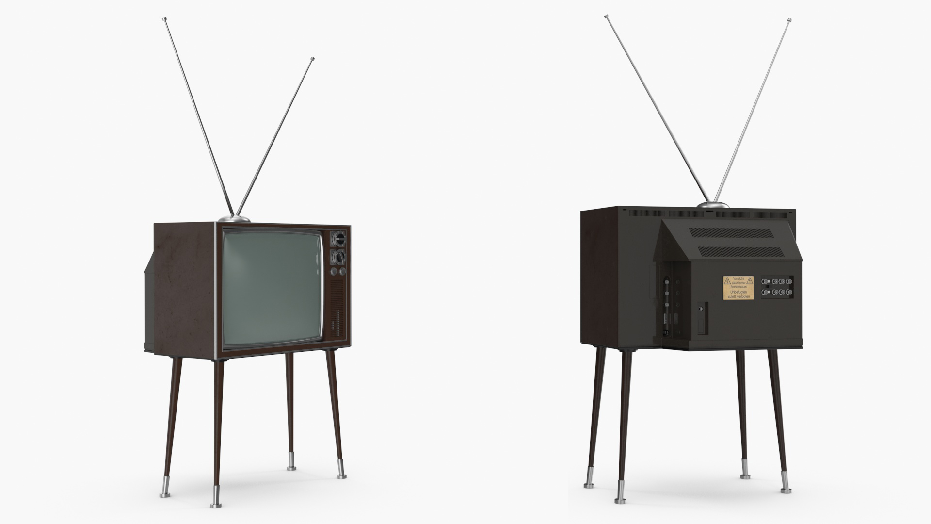 3D Vintage Television with Antenna