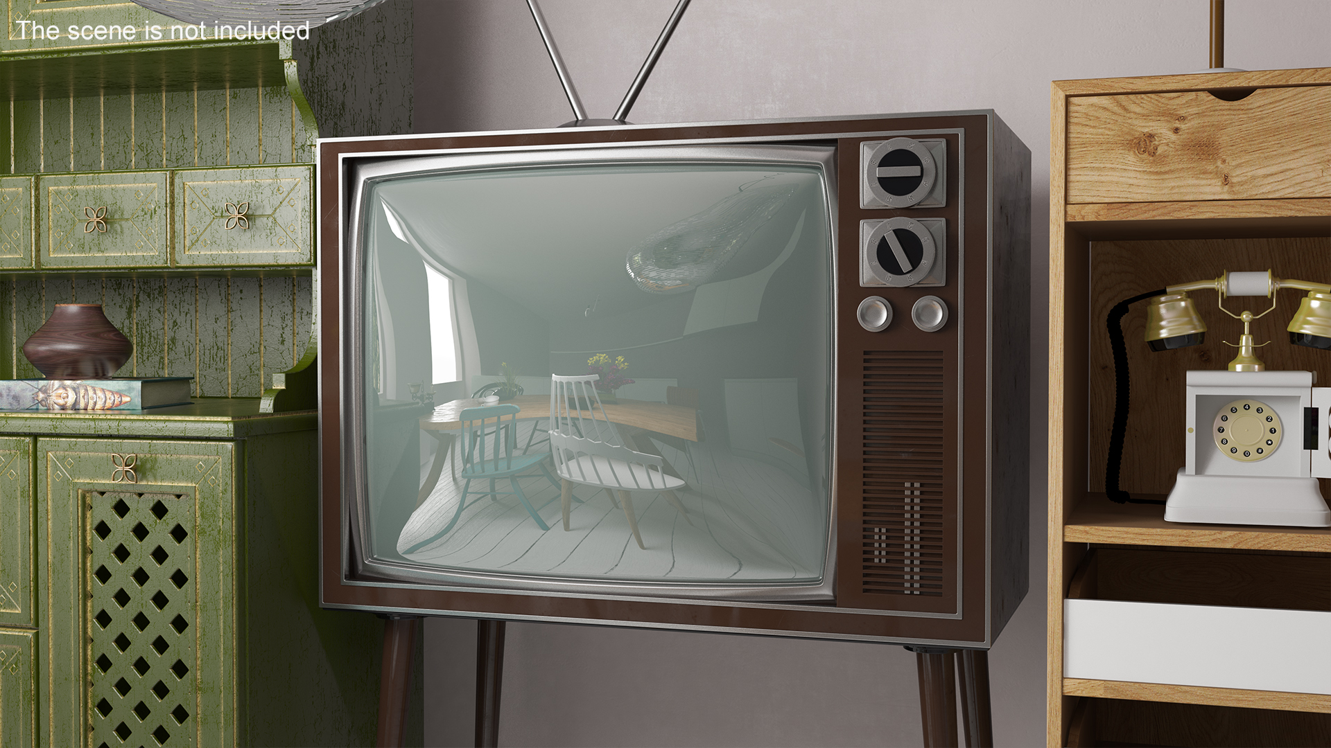 3D Vintage Television with Antenna
