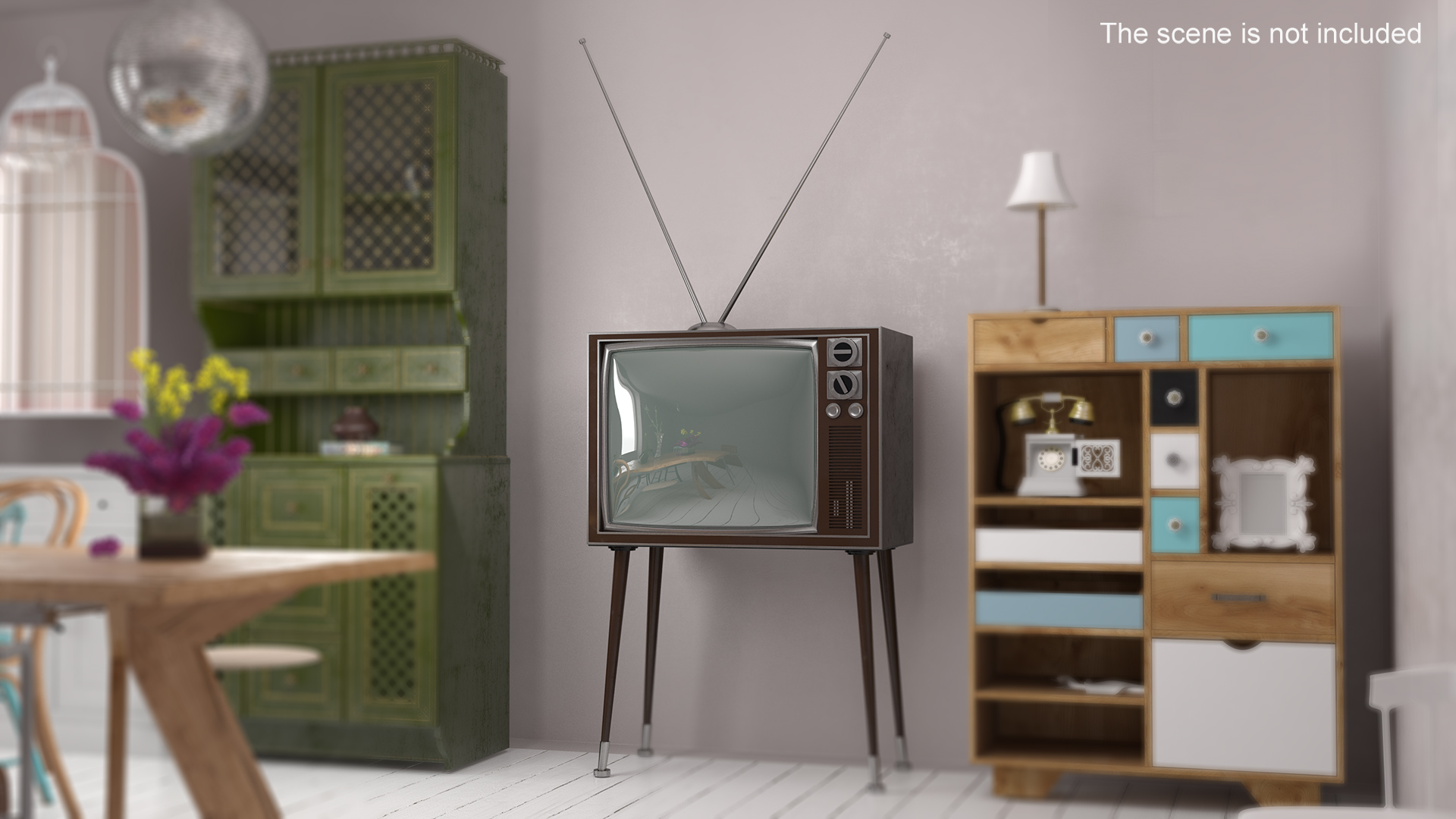 3D Vintage Television with Antenna
