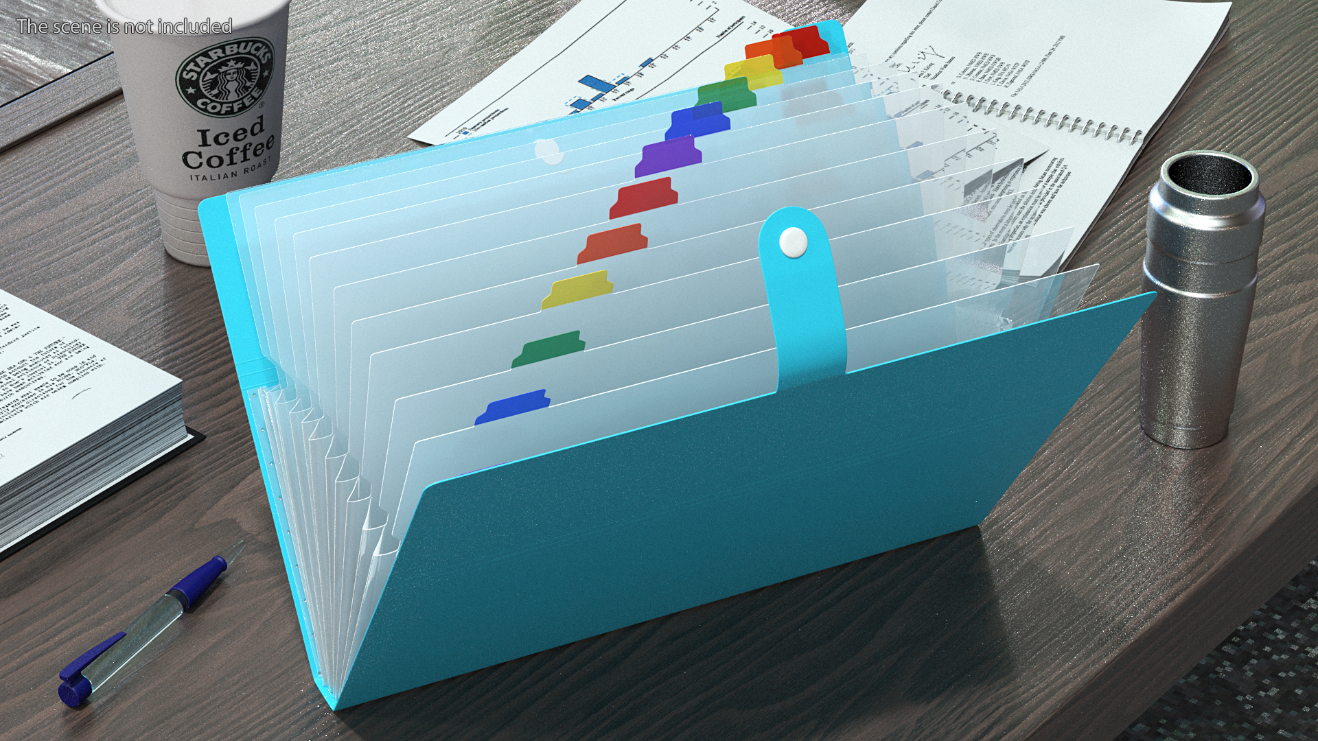 3D Expanding File Folder Open Blue