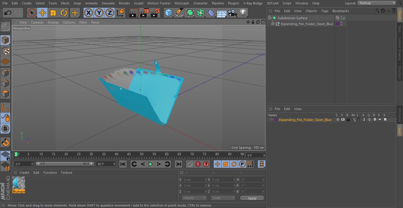 3D Expanding File Folder Open Blue