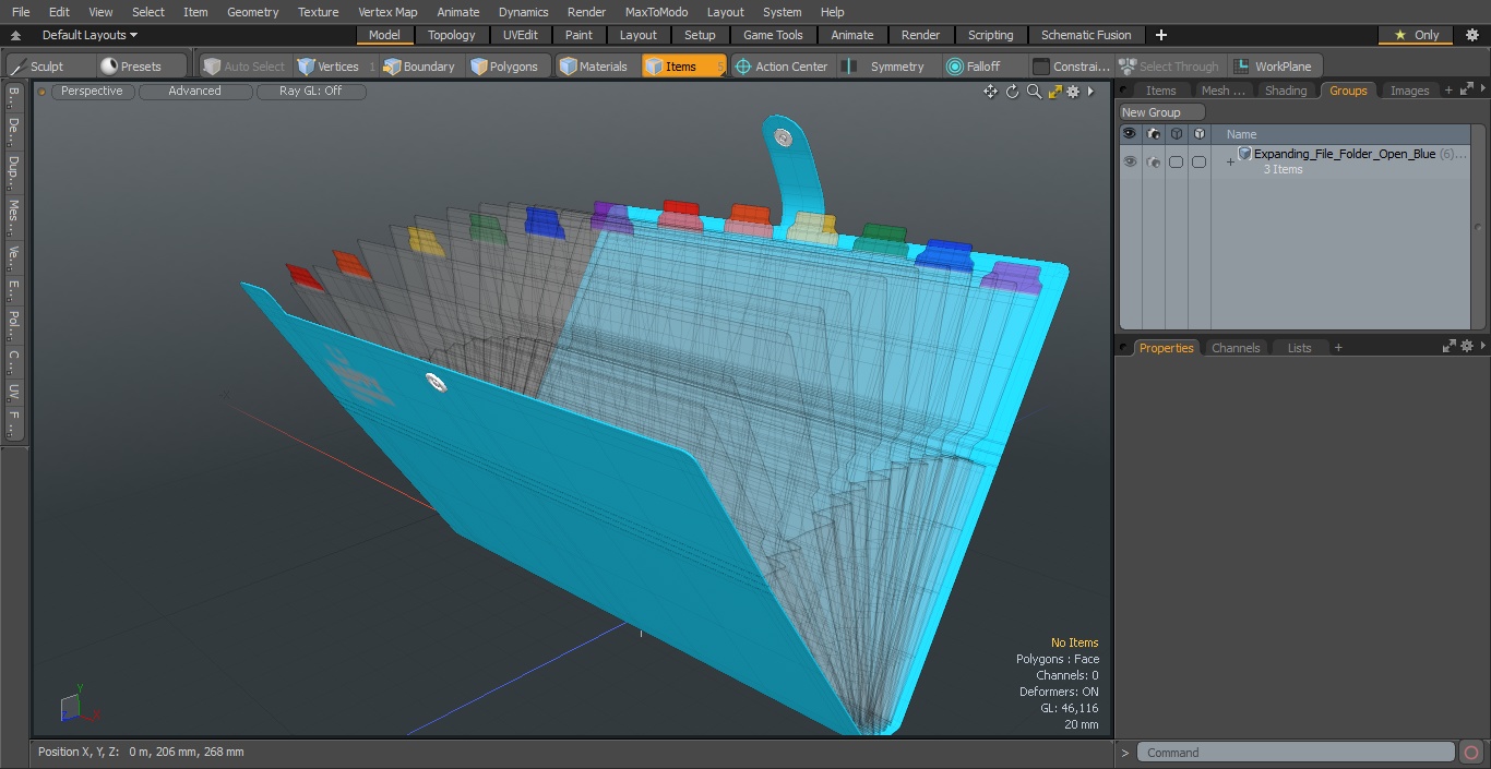 3D Expanding File Folder Open Blue