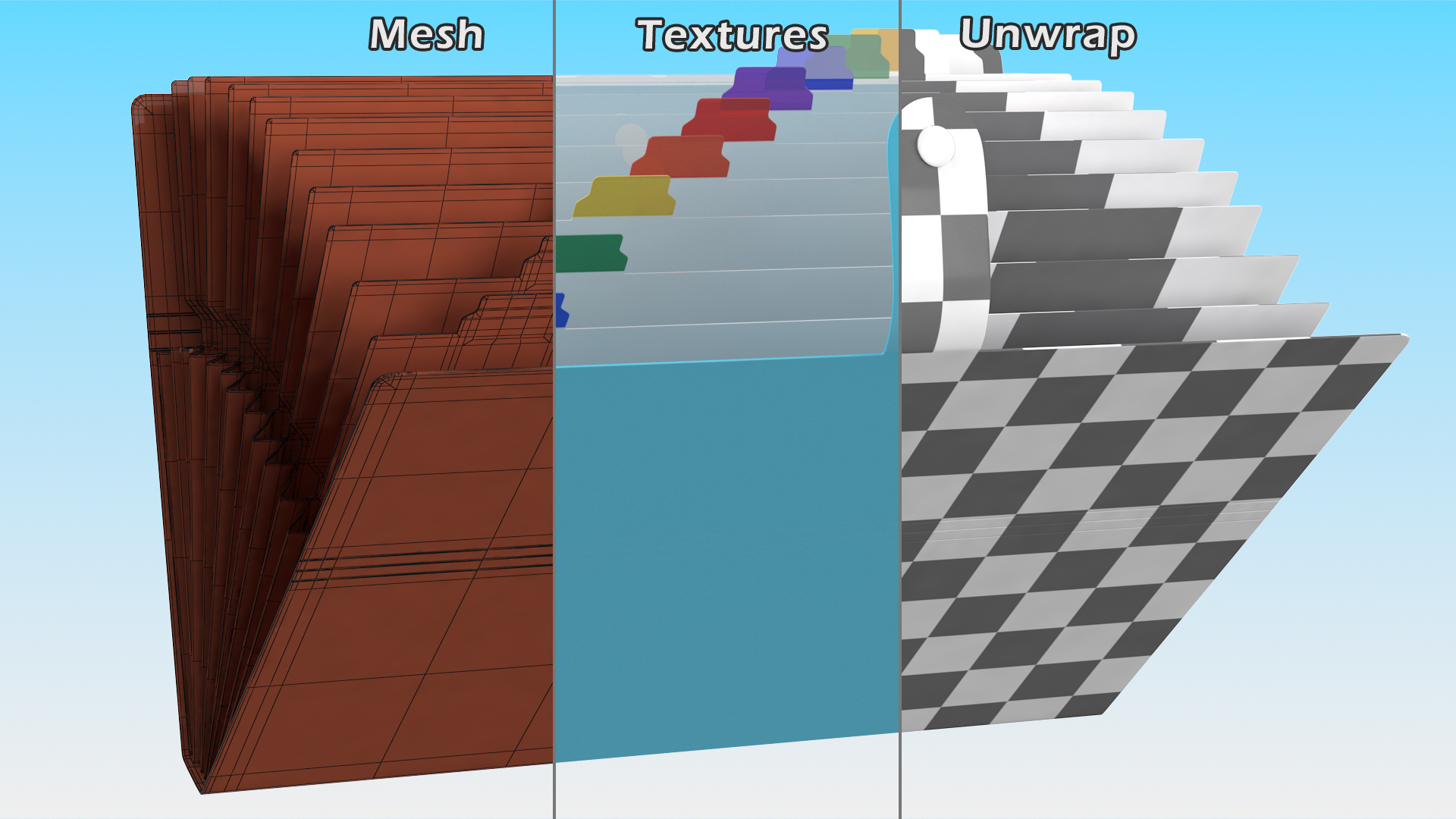 3D Expanding File Folder Open Blue