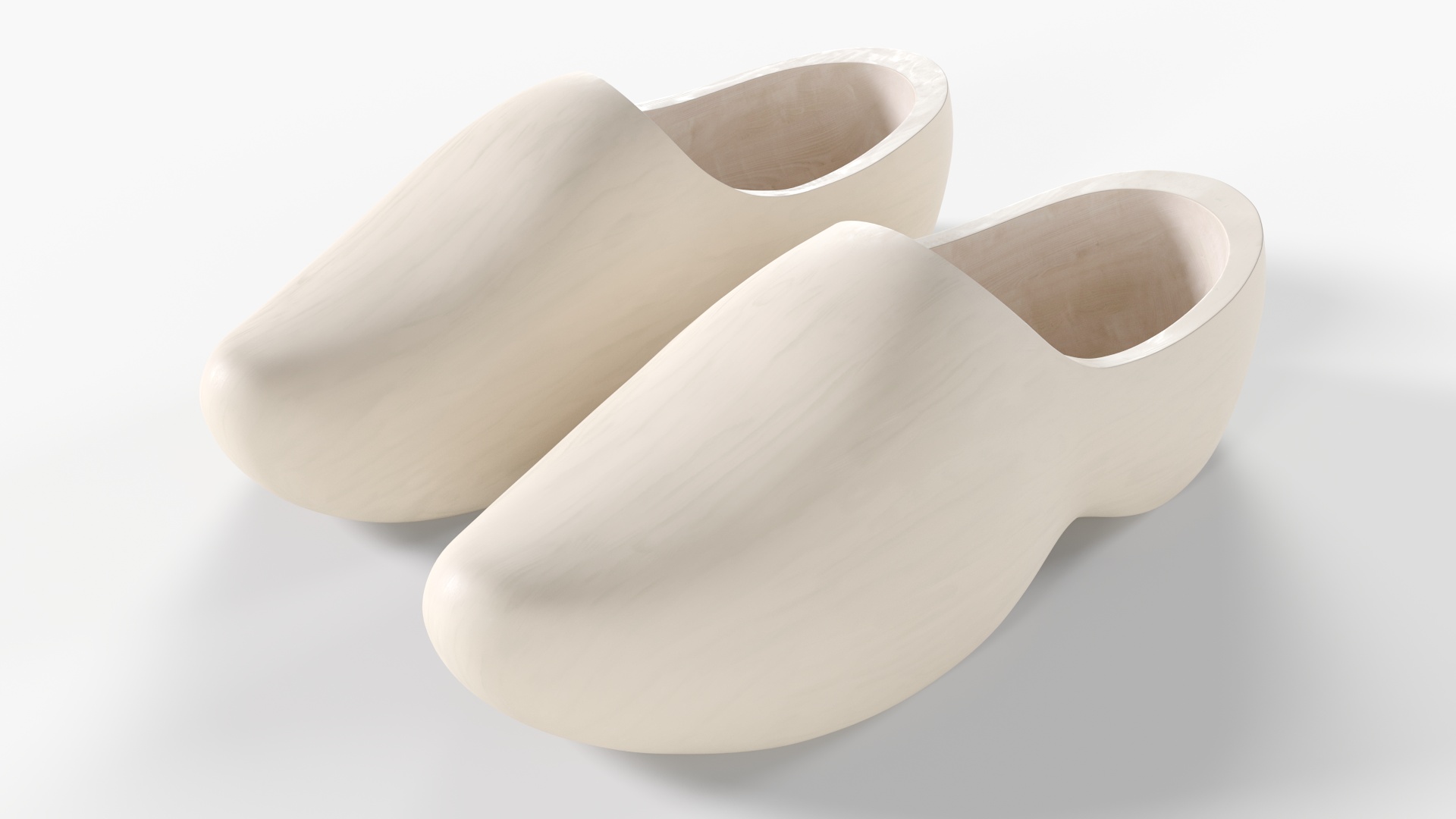 3D Traditional Clogs Plain Wood model