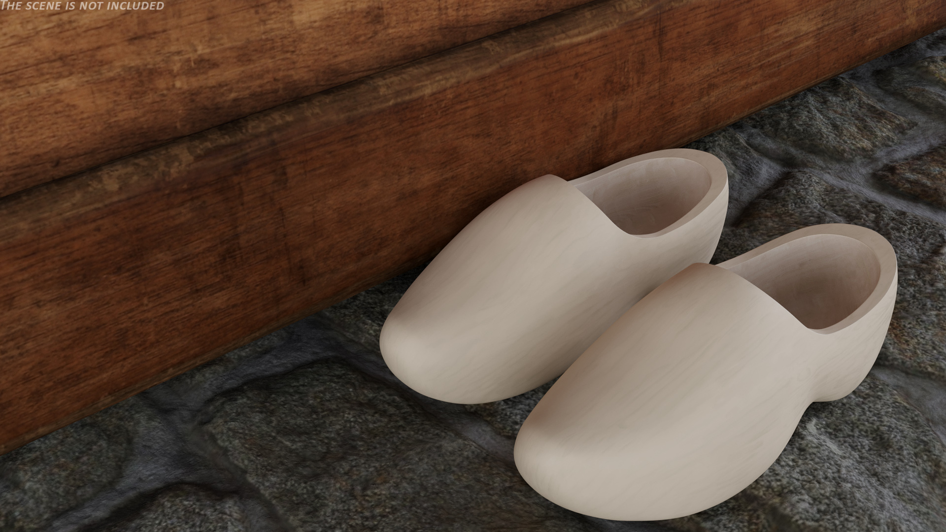 3D Traditional Clogs Plain Wood model